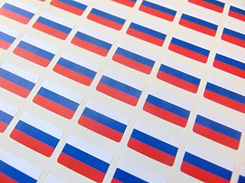 Pack of 64 Small Mini 20x12mm Russia Russian Country Flag Stickers Sticky Labels