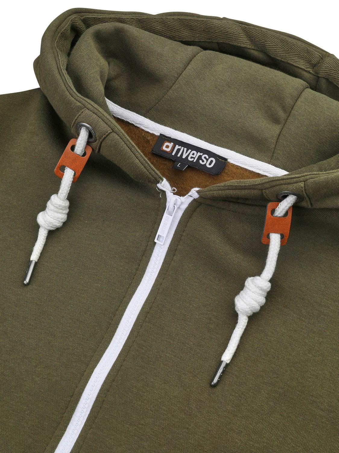 riverso RIVThilo - Sudadera con Capucha y Cremallera para Hombre, Color Gris, marrón, Verde, Rojo, Azul, Negro, S, M, L, XL, 2XL, 3XL, 4XL, 5XL