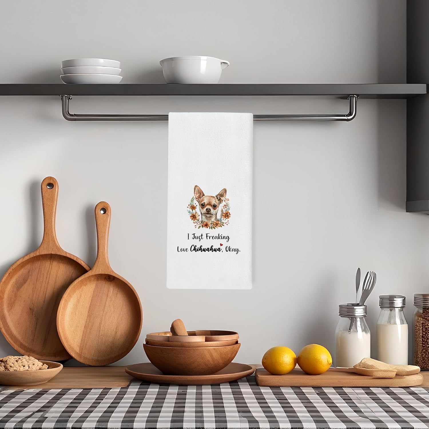 Chihuahua Hand Towels Gifts - Chihuahua Lovers Gifts, Dog Kitchen Decor, I Just Freaking Love Chihuahua Okay Hand Towels Dishcloth for Bathroom Kitchen Decorative, 16x24 Inch - Image 2
