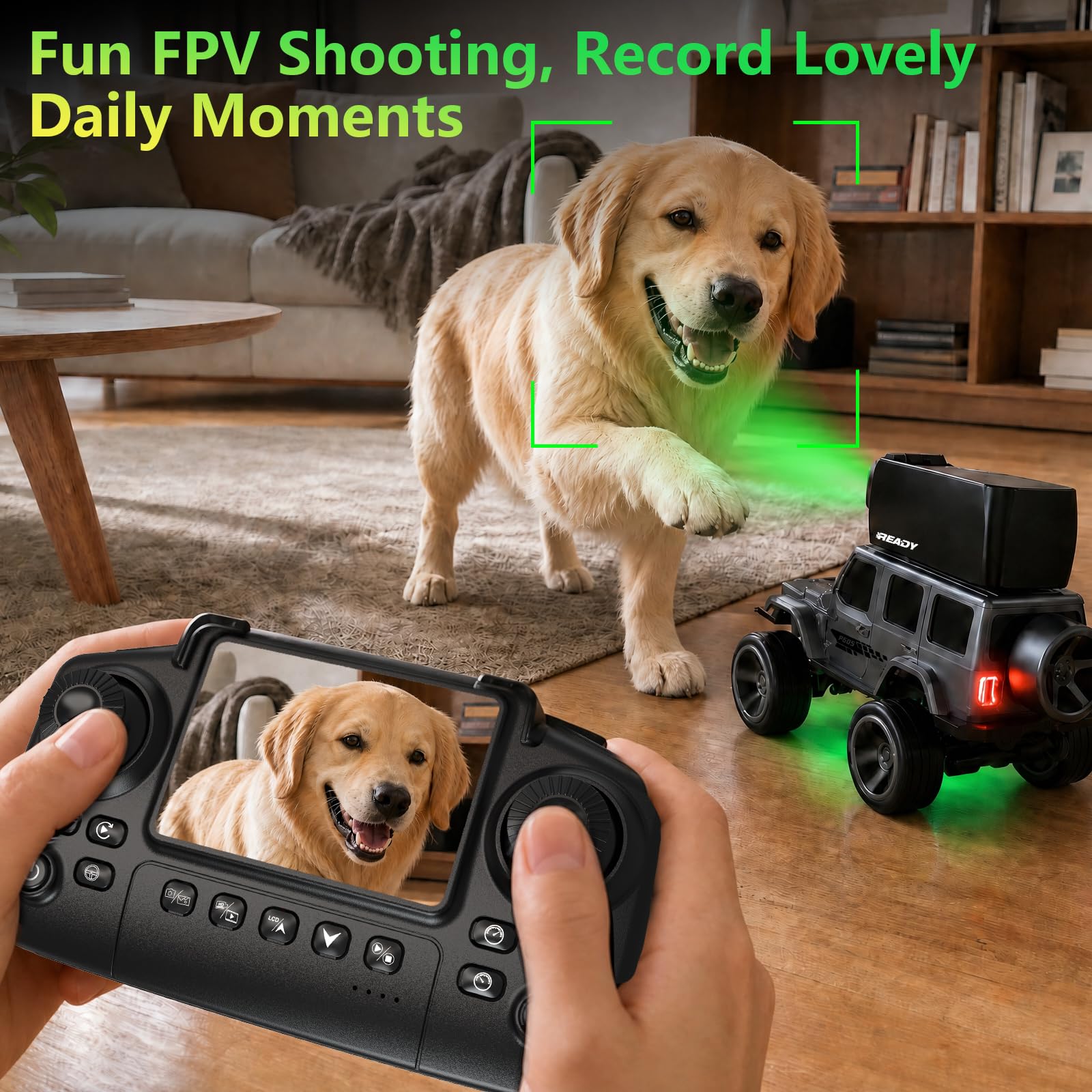 1/64 für Kinder Wiederaufladbares FPV-RC-Auto mit Kamera,2.4GHz LCD-Display | Magnetische 45°Kamera, Live Video per App,2 Geschwindigkeiten,2.4 GHz,LCD-Bildschirm – Geschenk für Kinder 6–12 Jahre