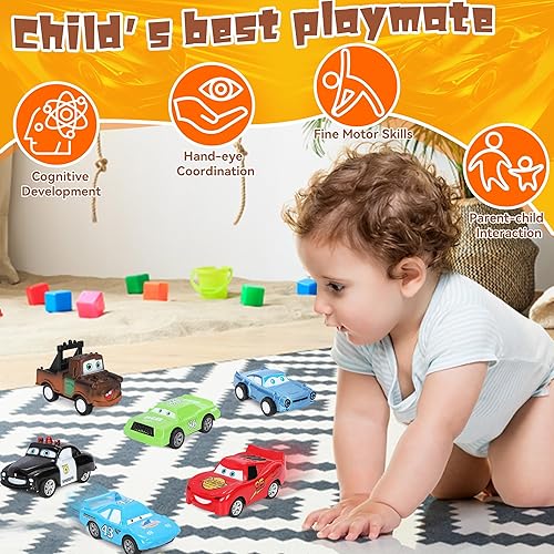 Miniatura 6 de Cars 2 juguetes regalo de cumpleaños  Camiones de metal con temática de película con Lightning King Sheriff Vehical Car Toy Set para 3, 4, 5, 6, 7+,