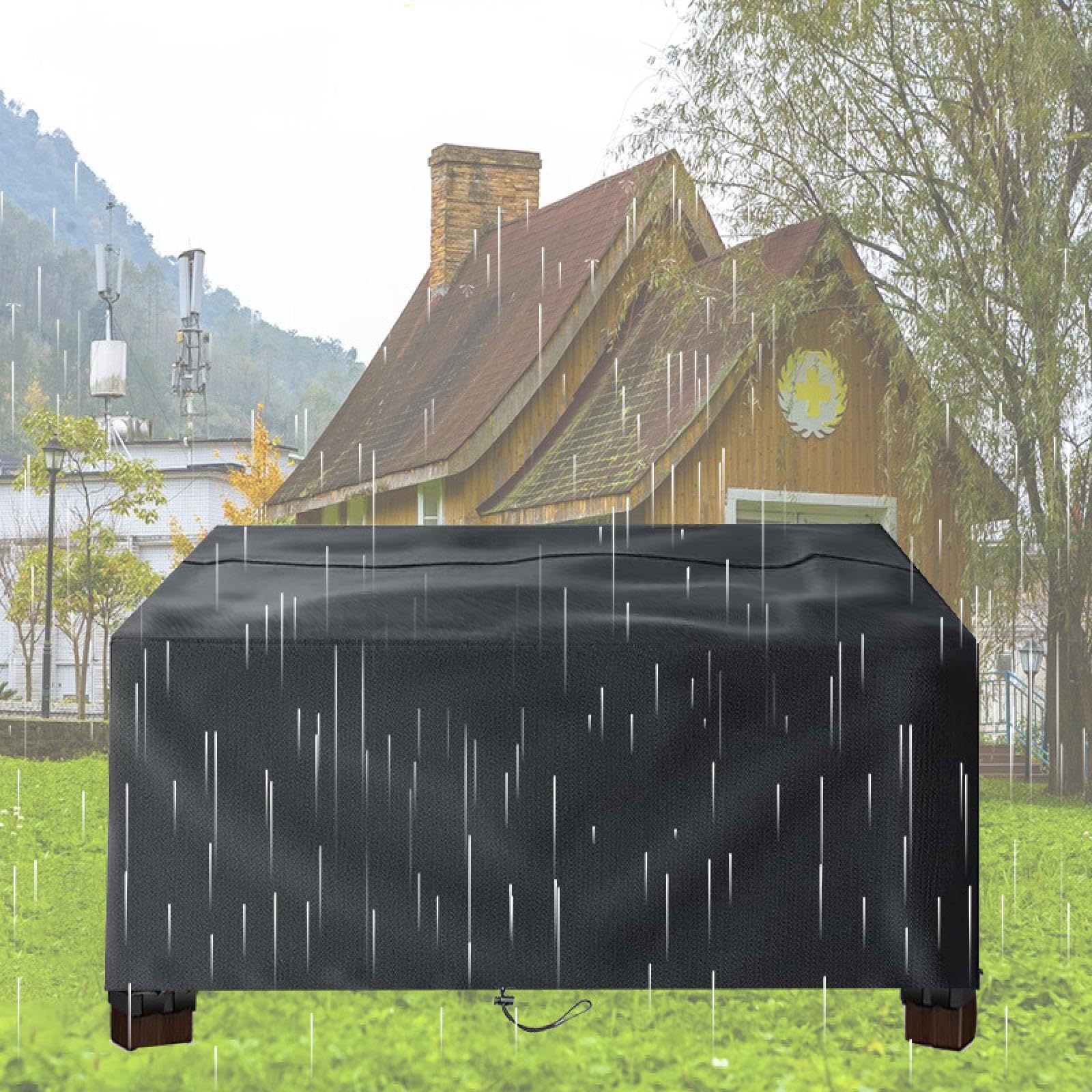 AOFOAE Outdoor Table Covers Waterproof 200x100x10cm/Length X Width X Heigh Cover for Garden Furniture Waterproof,High Density Black 600D Oxford Fabric Rectangular Anti-UV Rain Snow Dust Wind-Proof