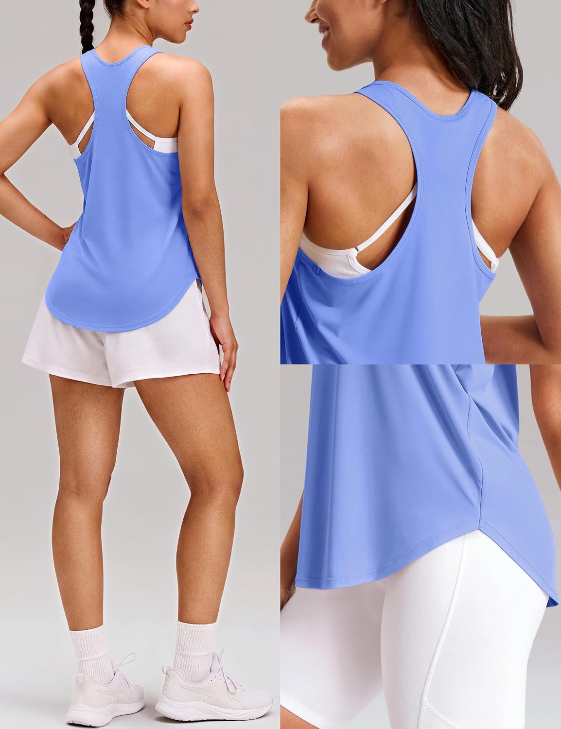 JOYSPELS Workout Tank Tops for Women,Athletic Running Shirts | UPF50+ Ice Silk Quick Dry Loose Fit Racerback Gym Tops