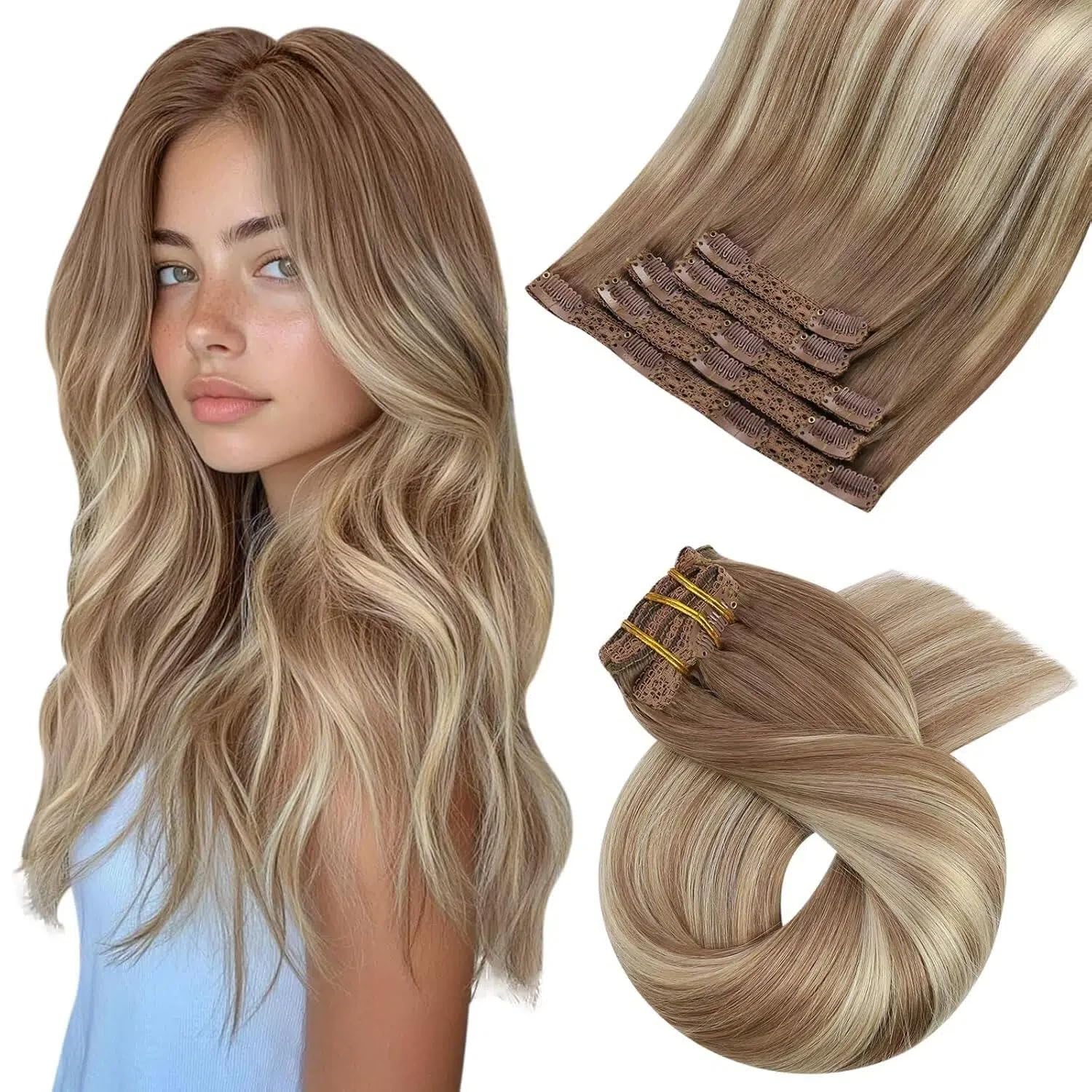 Moresoo Clip in Extensions Echthaar Haarverlängerung Echthaar Extensions Clip