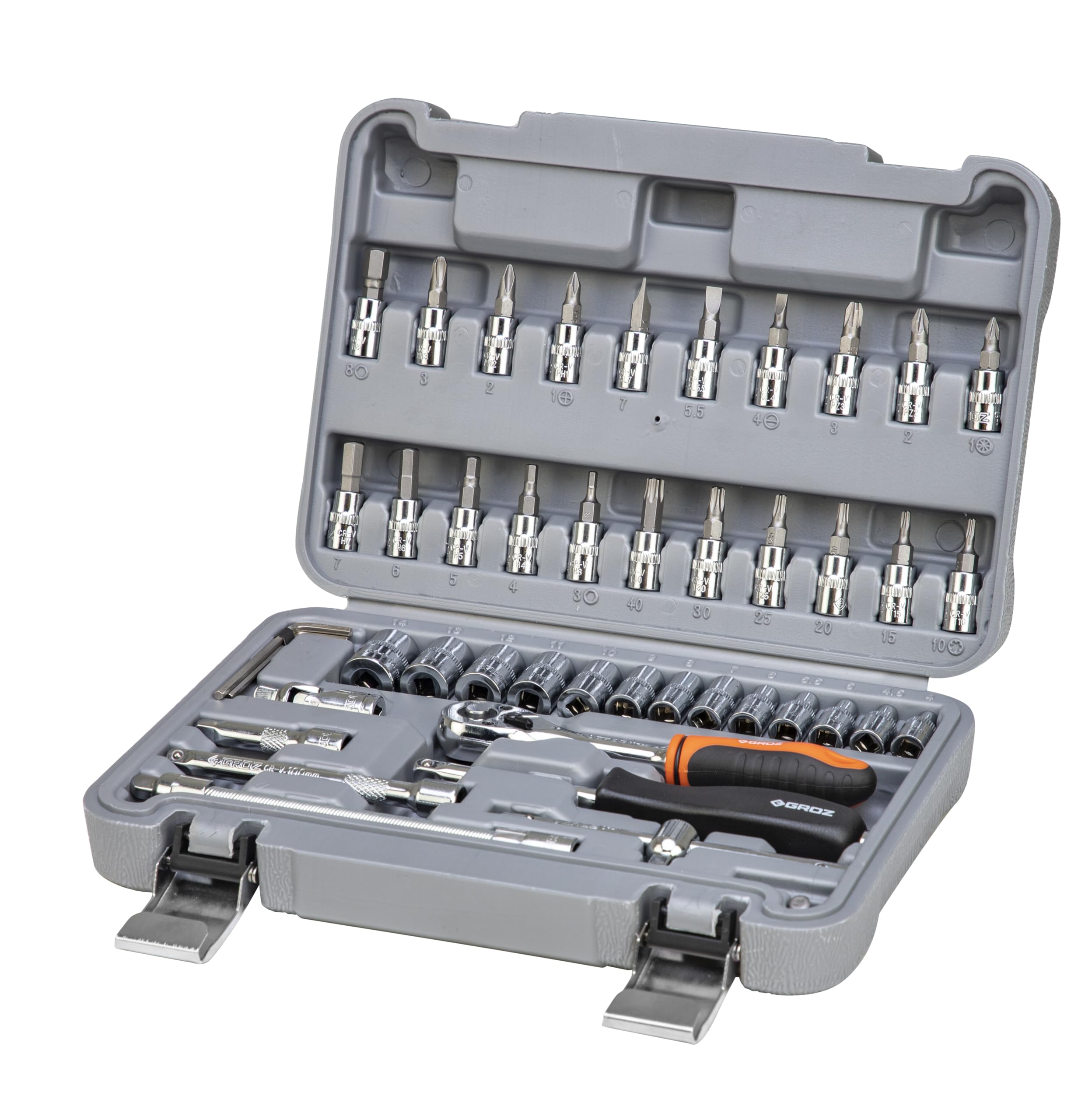 Groz 1/4" Drive 46 Pcs Hand Socket Set with Chrome Vandium Finish | ISO CERTIFIED | Hex Socket Set for Garages, DIY, Workshops, Professional Use | DIN 3120 | KIT/HSK/1-4/46 (B0CS3H9F4L) Amazon Price History, Amazon Price Tracker