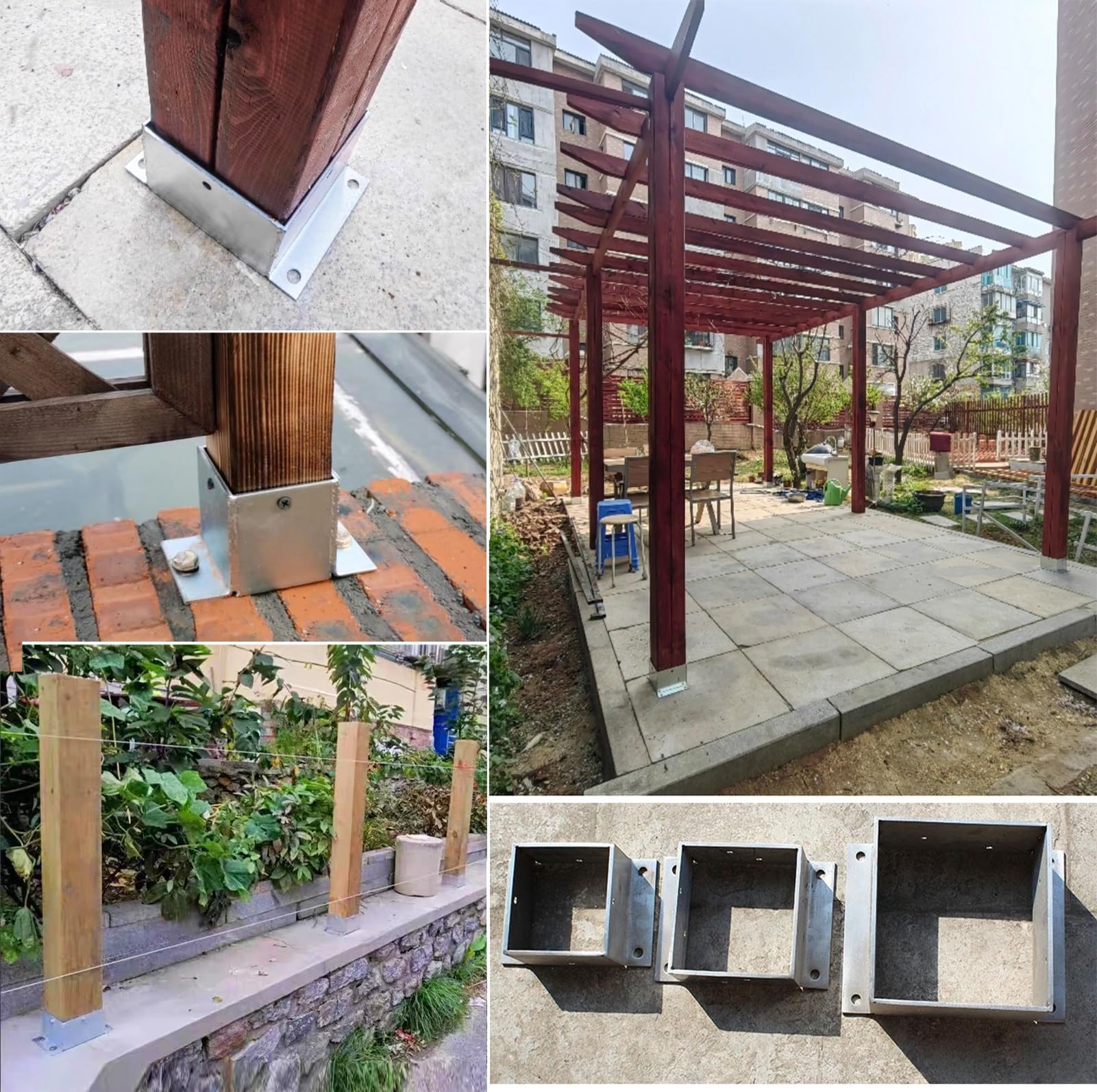 Kwadratowa metalowa podstawa ogrodzeniowa z kotwicą do betonu i śrubami do drewna, zestaw wsporników do balustrad ogrodowych, podwórek, farm, pergoli, skrzynek pocztowych, wytrzymałe zastosowanie na