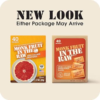 Suger in the Raw Monk Fruit Zero-Calorie Sugar Substitute Packets - Natural Monk Fruit Sweetener Powder, No Erythritol, Plant-Based Keto Sweetener, Diabetic Friendly, 40 Count Each (Pack of 2)