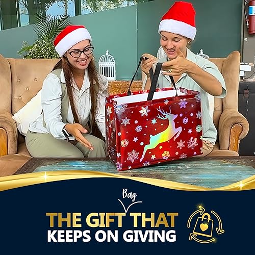 Miniatura 153 de Nush Nush Bolsas de regalo doradas extragrandes – Juego de 12 bolsas de regalo reutilizables extra grandes con asas – Bolsas de regalo XL perfectas