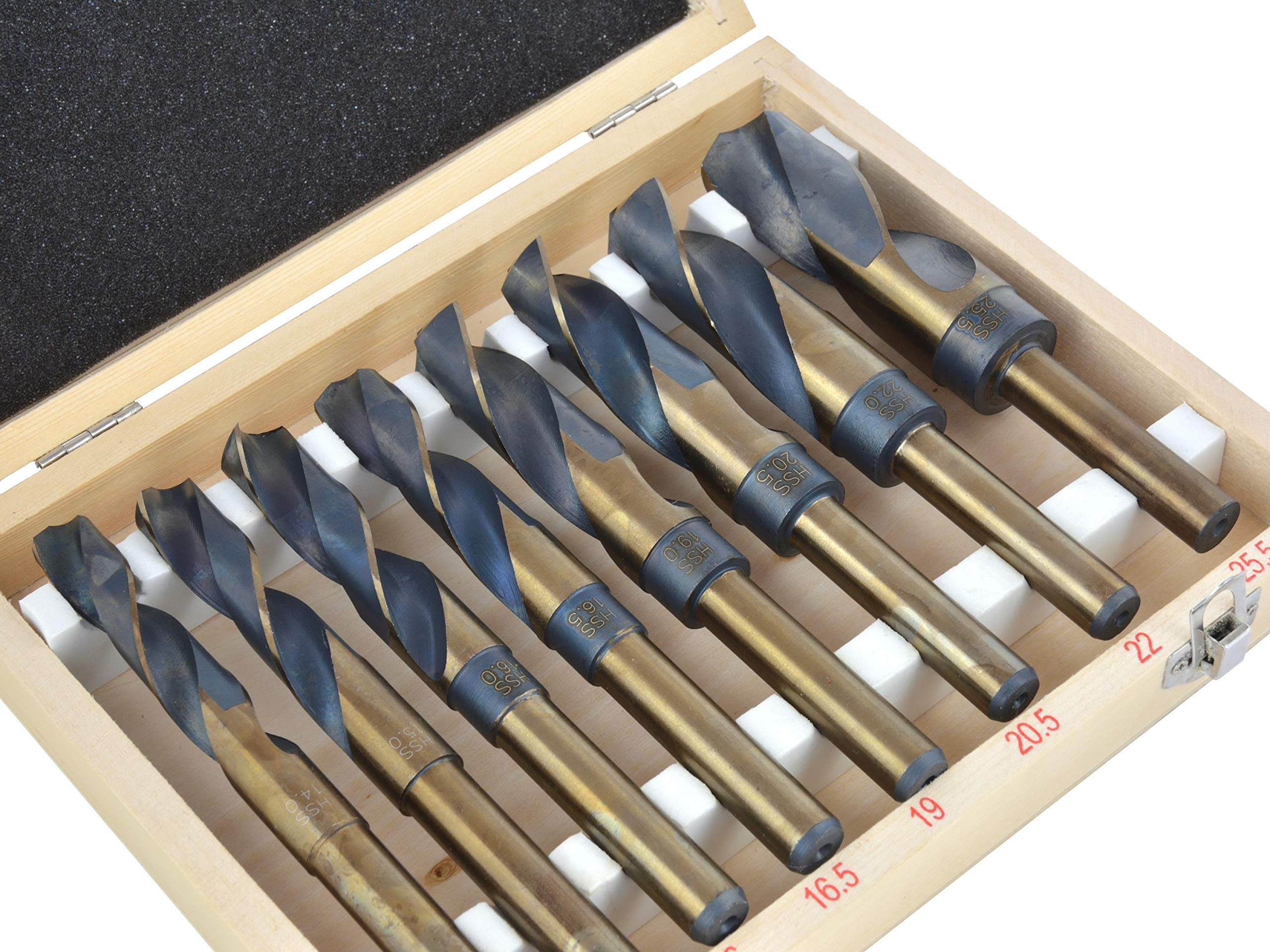 BSD Set di Punte da Trapano - Punte HSS per Metallo e Legno - 14-25,5mm - 8 Pezzi