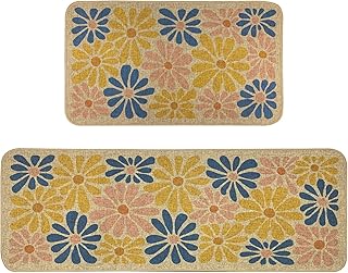 SHIYUE Colorful Kitchen Mat Set of 2, Boho Flower Kitchen Rugs Farmhouse...