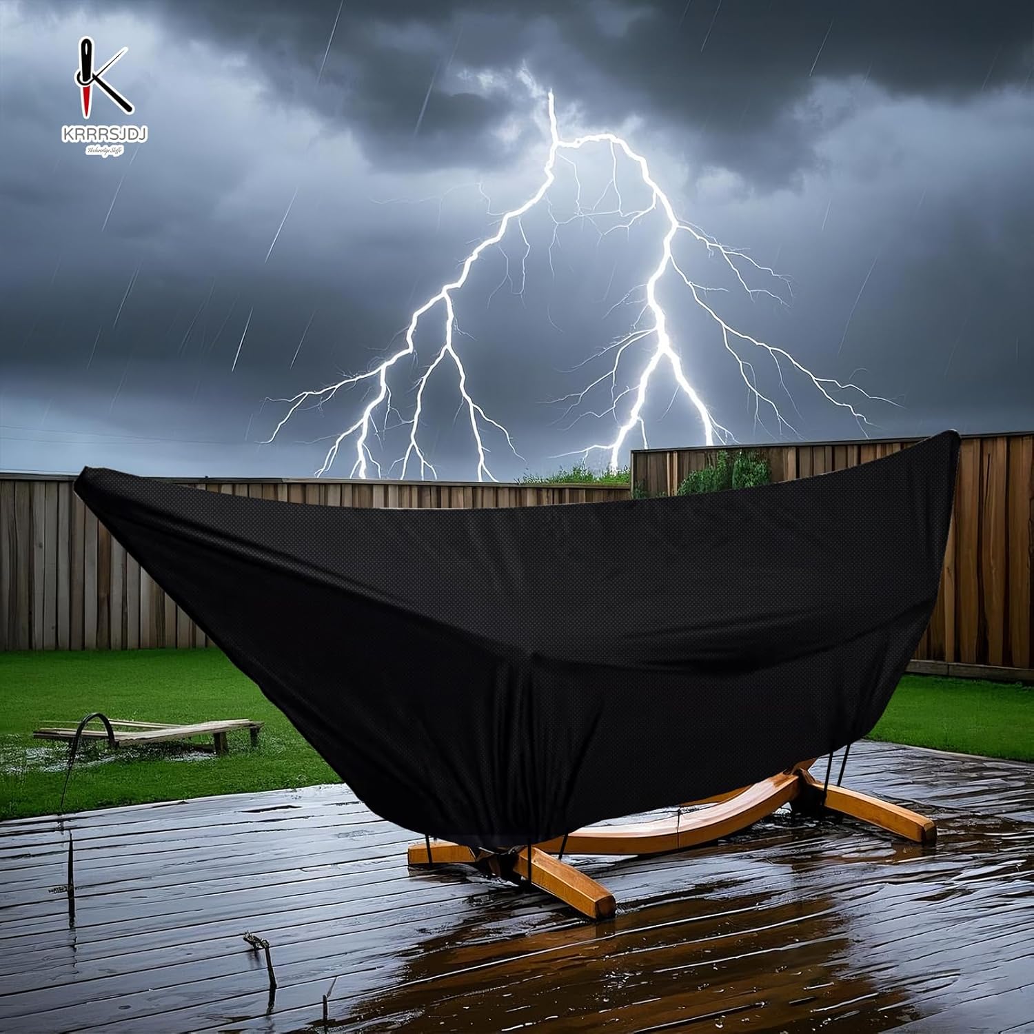 Waterproof Hammock Cover for 10-15FT Hammock Stand,Outdoor Hammocks Covers with Zip and Elastic Ropes,Windproof Hammocks Cover for Outside,420D Heavy Duty Oxford (Black,9-10foot)