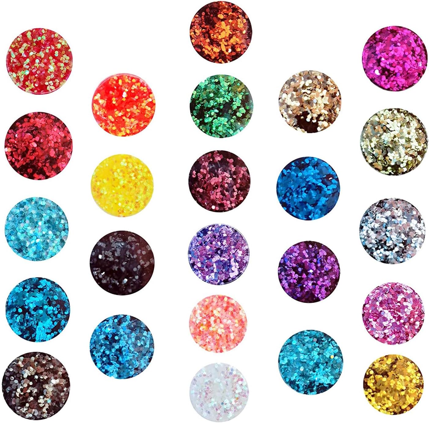 24 Boxes Holographic Chunky Glitter Sequins, 24 Colors Eye Nail Festival Chunky Glitter Nail Sequins Iridescent Flakes, Cosmetic Paillette Ultra-Thin Tips,for Body Face Hair Make Up Nail Art Glitter