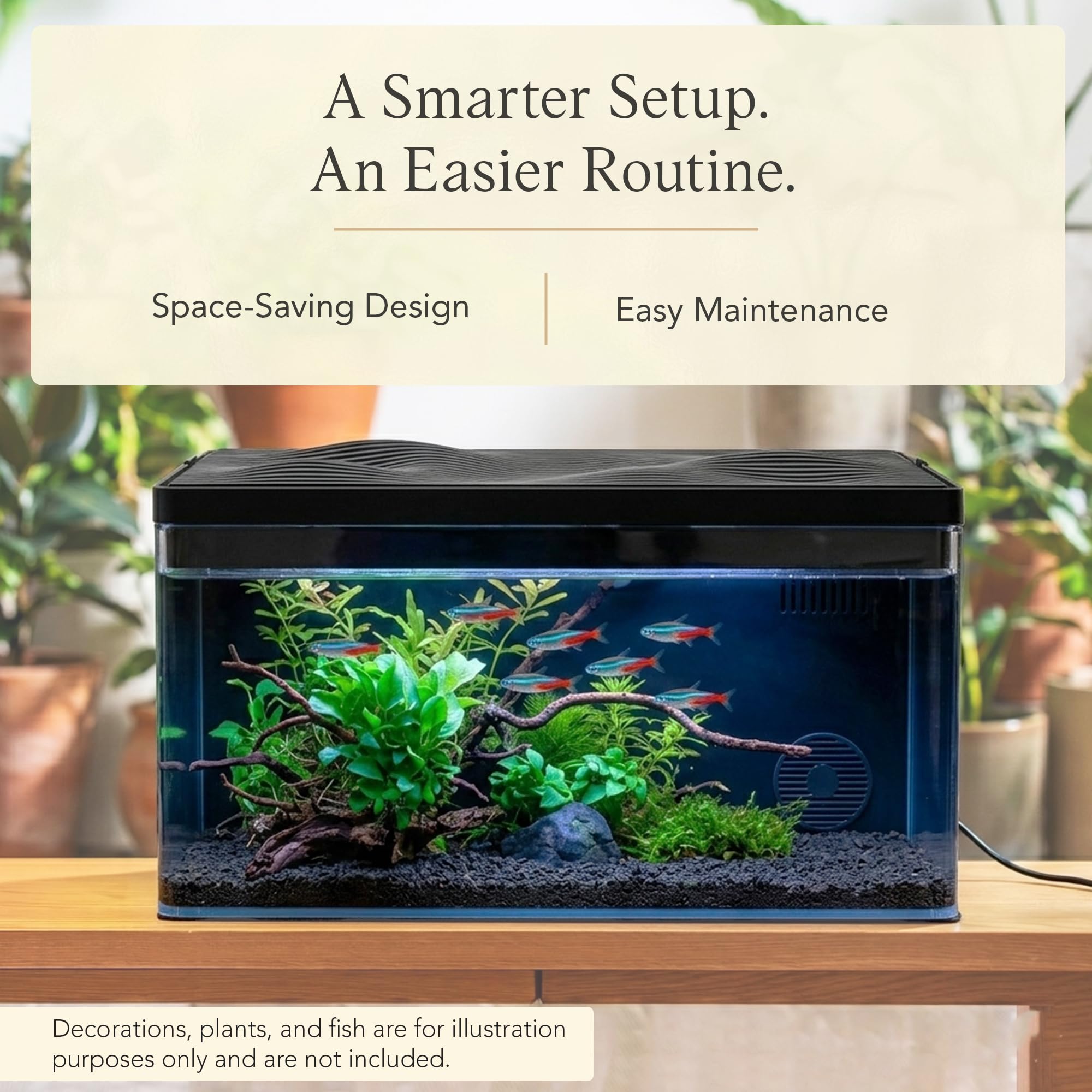 Harmony Aquarium Deluxe von Clairnara – All-in-One Süßwasser-Fischbecken mit LED-Licht, leiser Pumpe und patentierter Filtration – iF Design Award Gewinner