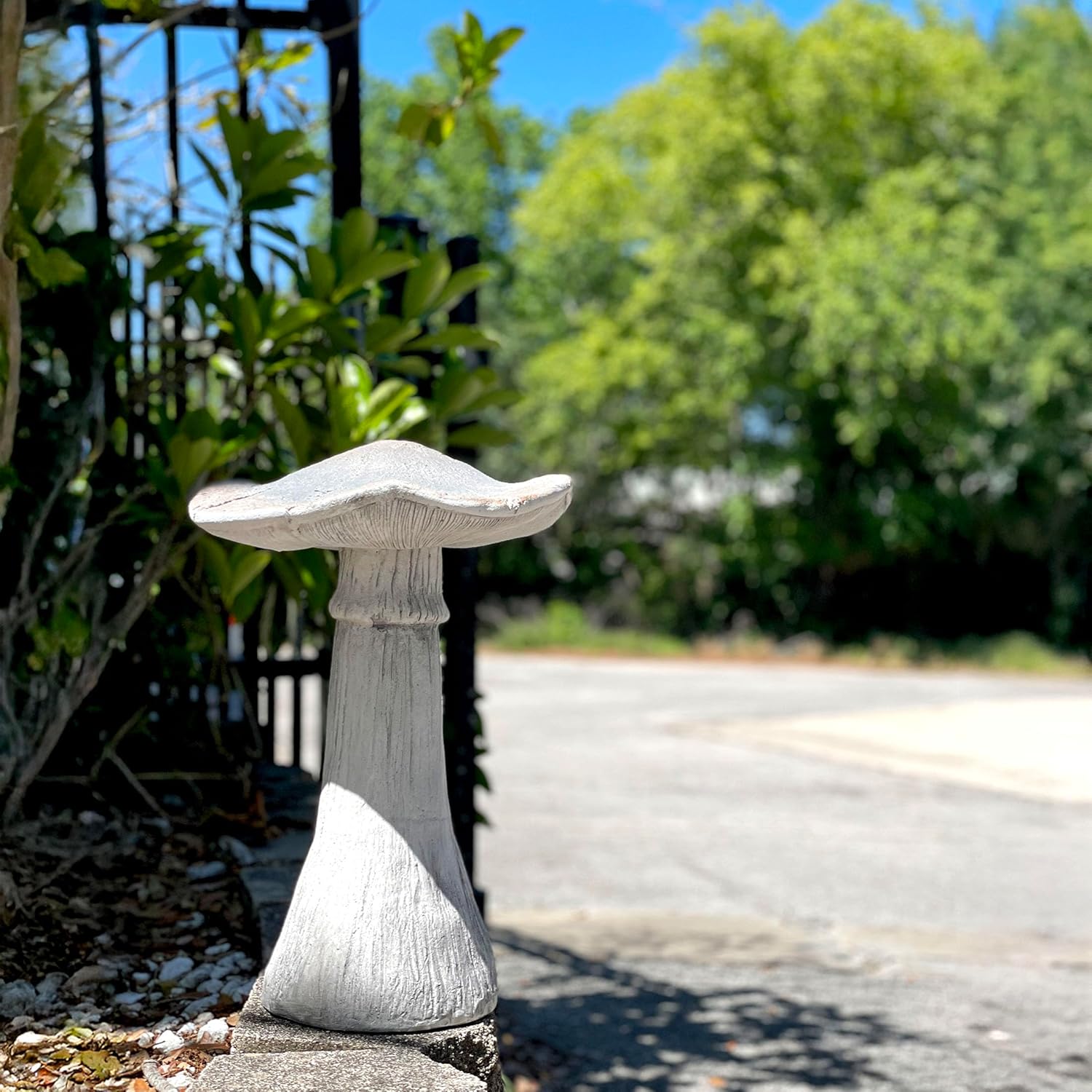 Zeckos Mushroom Statue 17 inches High, Large Magnesium Oxide Garden Sculpture, Indoor Outdoor Yard Decor, Rustic Art Accent, Weather-Resistant, Heavy Duty Decorative Ornament