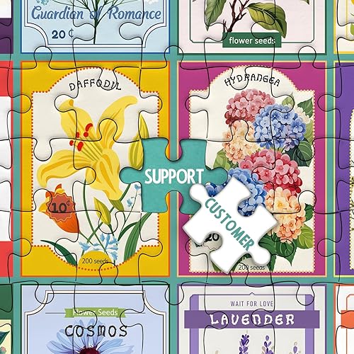 Miniatura 6 de Rompecabezas de flores para adultos de 1000 piezas, rompecabezas de collage vintage, rompecabezas retro de semillas de plantas de interior como buen