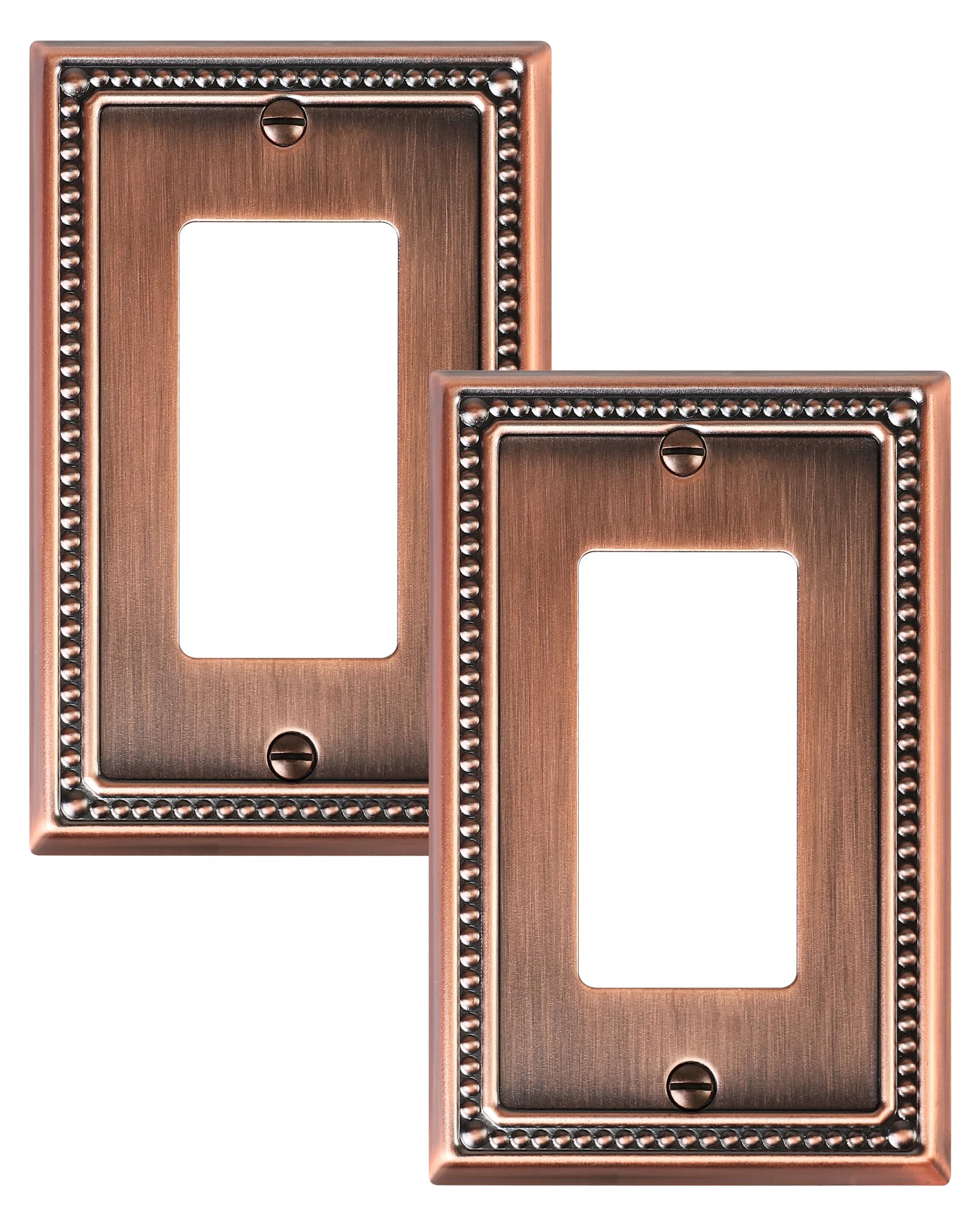 2-Pack Decorator Outlet Cover Plate, Decorative Switch Plates and Outlet Covers, Antique Copper Metal Wall Plates for Electrical Outlets, Receptacle, GFCI Outlet, Dimmer Switch-image-4
