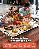 Vista 7 de Tapete Calentador de Alimentos, iTRUSOU 27.5x16'' Bandeja Calentadora Eléctrica con 7 Configuraciones de Temperatura, Temporizador Flexible