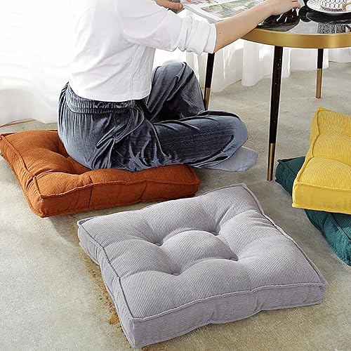 Miniatura 3 de Cojín cuadrado para silla, cojín portátil de pana para meditación, cojín de asiento de tatami suave y grueso con asa, cojín de suelo de terciopelo