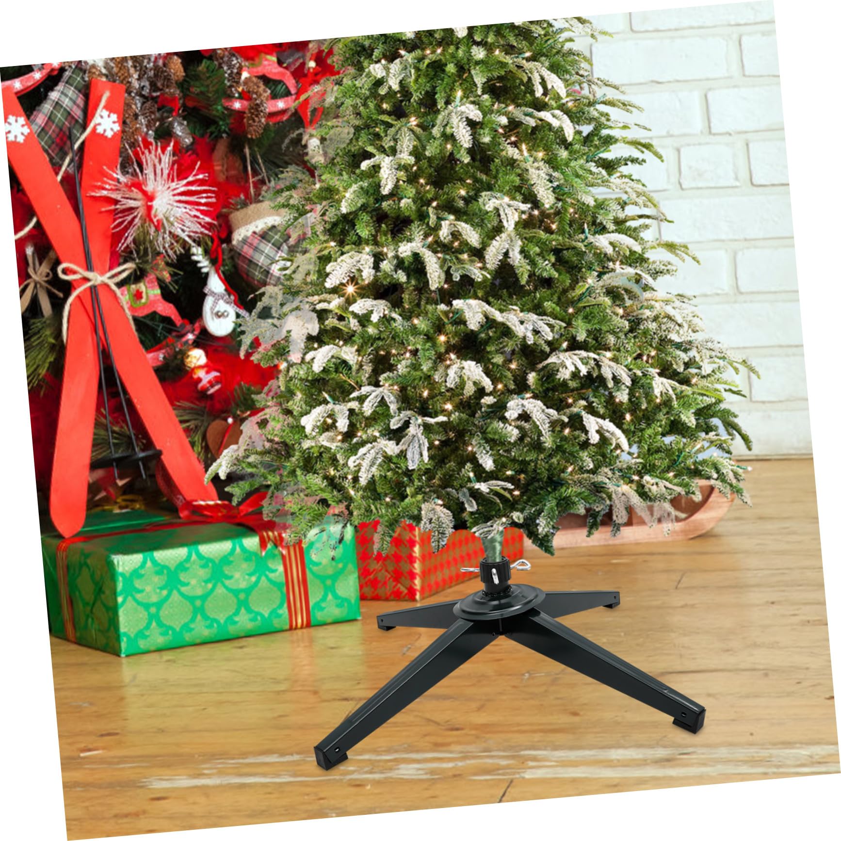 Soporte para Árbol de Navidad Estable de Hierro con Placa de Bloqueo Plana Base Plegable para Árboles Artificiales Resistente y Fácil de para Decoración Casa
