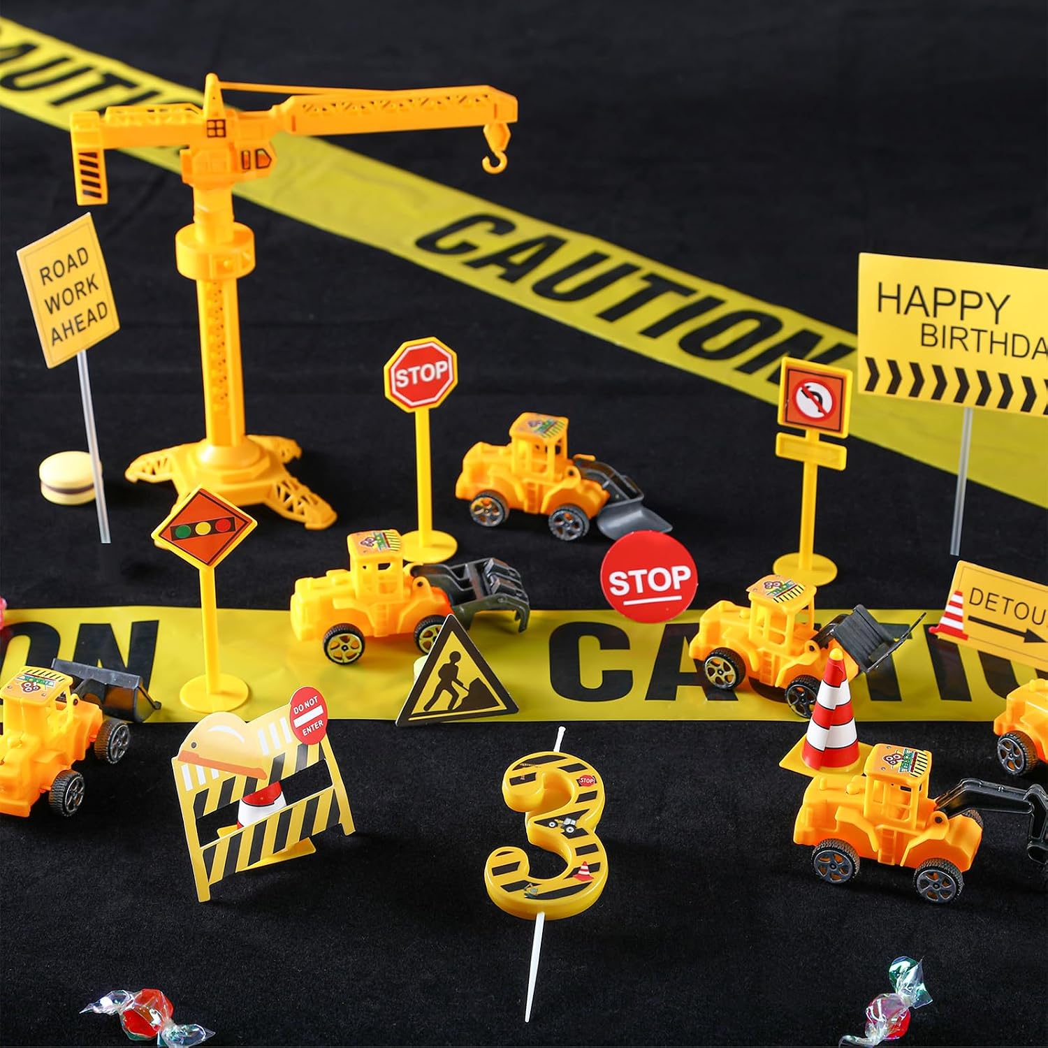 Booson 19 Pcs Construction Cake Toppers Decoration Number 3 Birthday Candle image 4