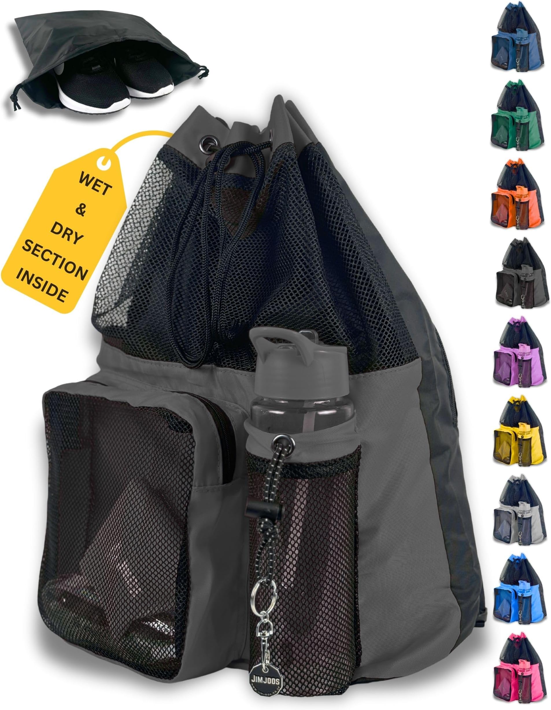 Drawstring Mesh Swimming Bag - 25L Waterproof Swim Bag with Wet/Dry Compartment, Multifunctional Sports Backpack for Kids, Adults, Swimming, Surfing, Beach, Gym