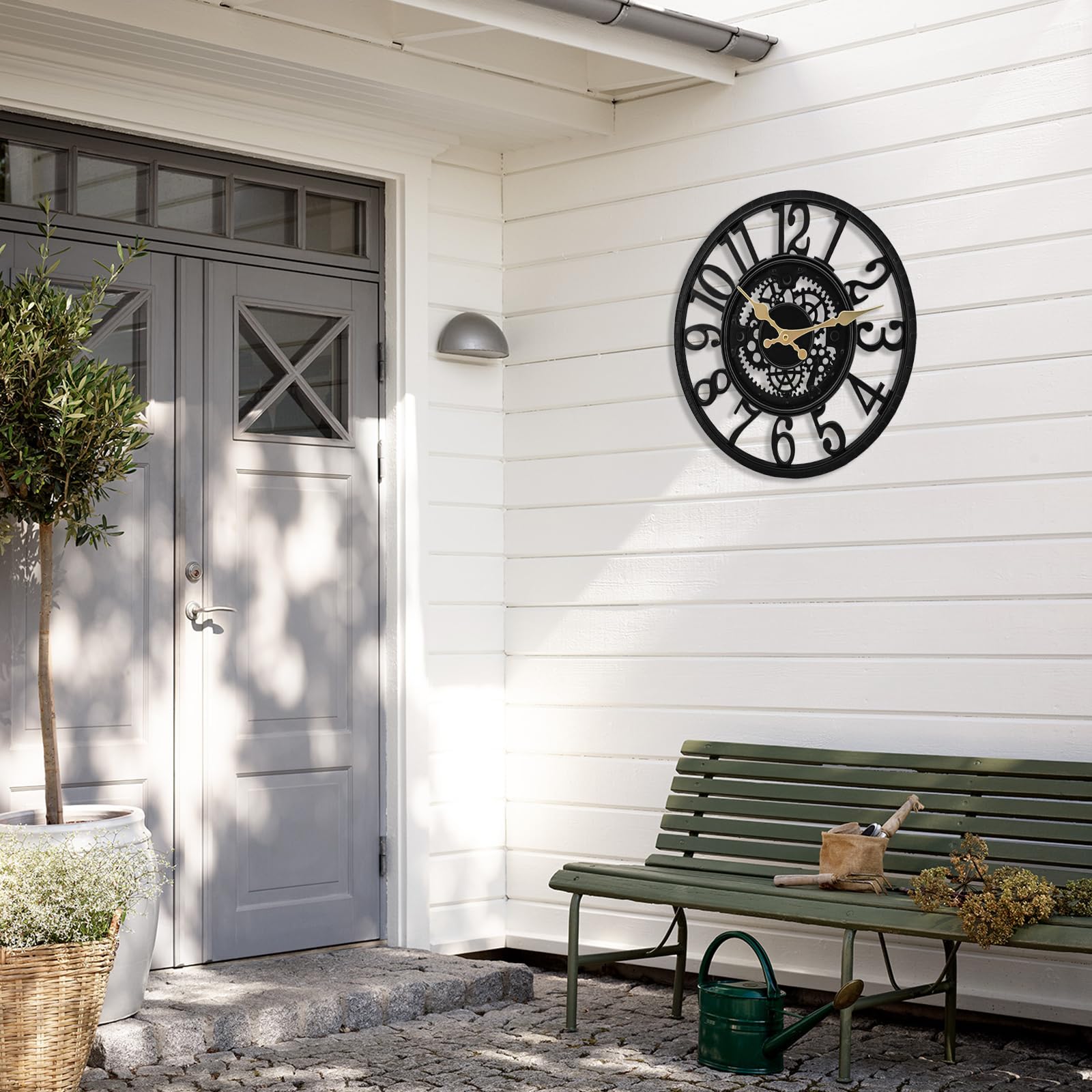 Orologio da parete impermeabile per esterni, orologio decorativo per patio, piscina, giardino, recinzione