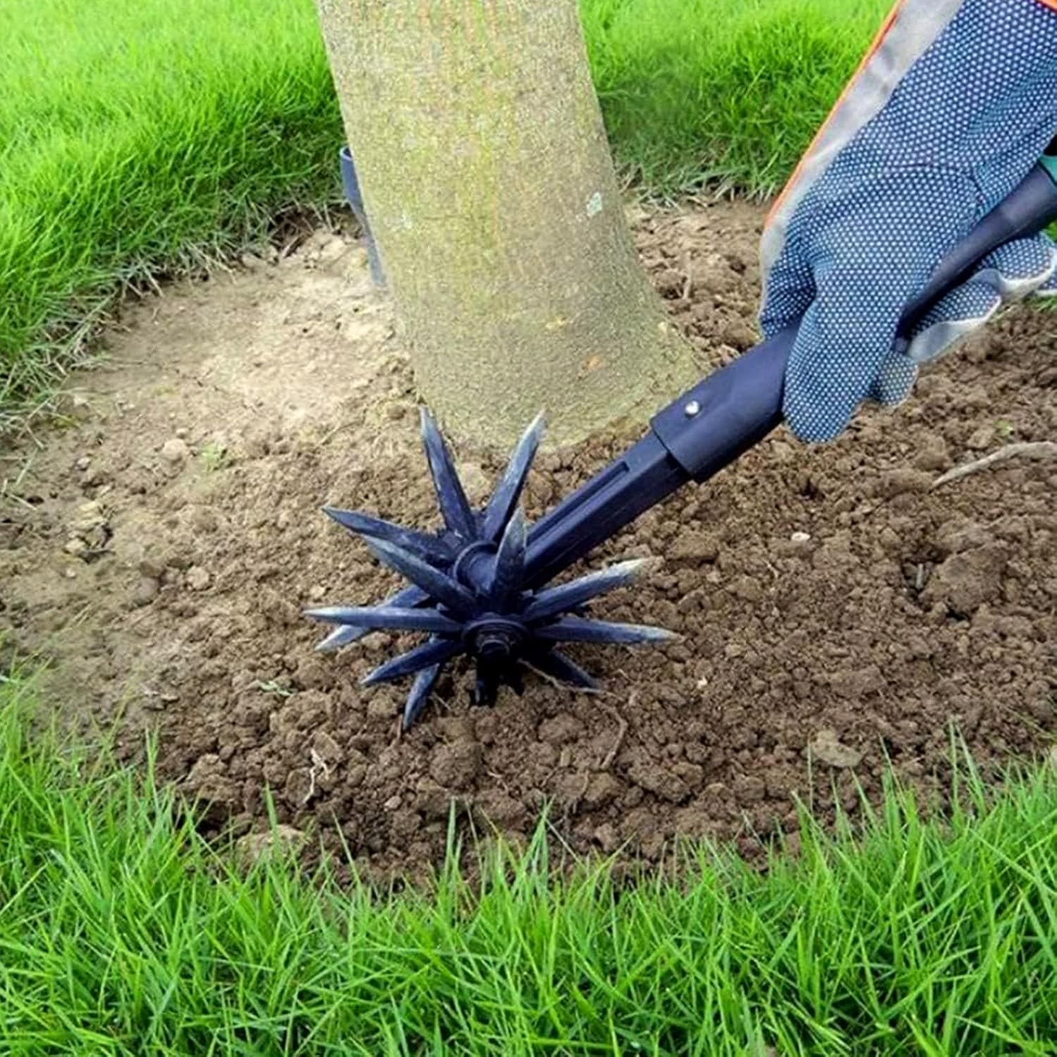 Sturdy Garden Soil Scarifier And Rotary Cultivator With Ergonomic Design Lawns Loosening Tool For Home Gardens And Lawns