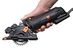 WEN 4.2-Amp 3-3/8-Inch Plunge Cut Compact Circular Saw with Laser, Carrying Case, and Three Blades (36704)