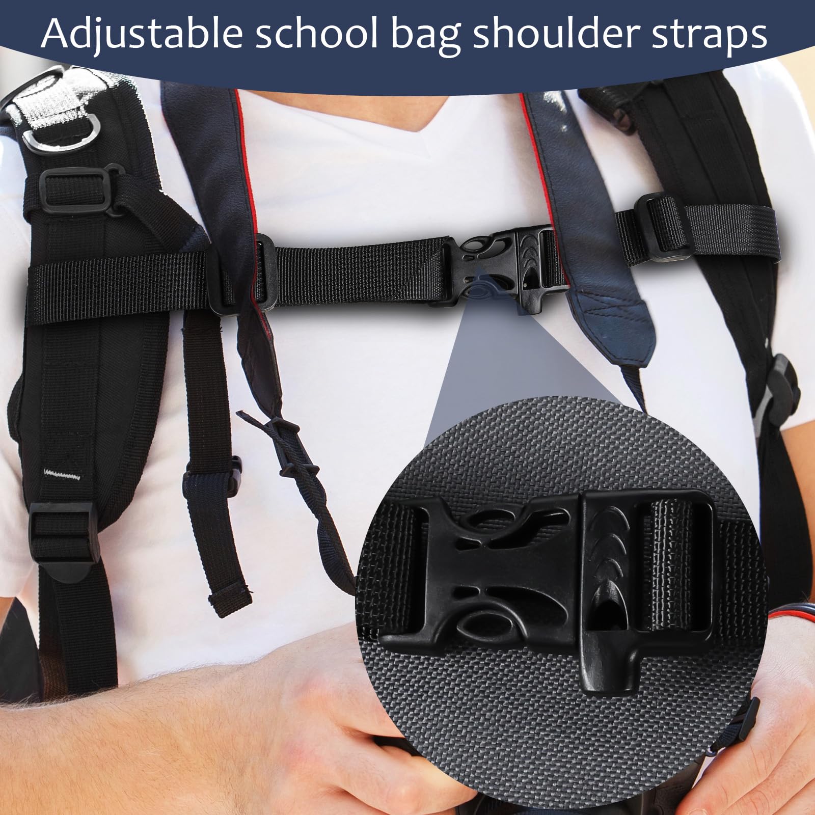 MIYUANGKJ 4 STK Verstellbarer Brustgurt Rucksack, Rucksackriemen Schwarz Gurtband