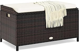 YITAHOME Wicker Storage Bench: Outdoor Storage Solution for Patio and Garden