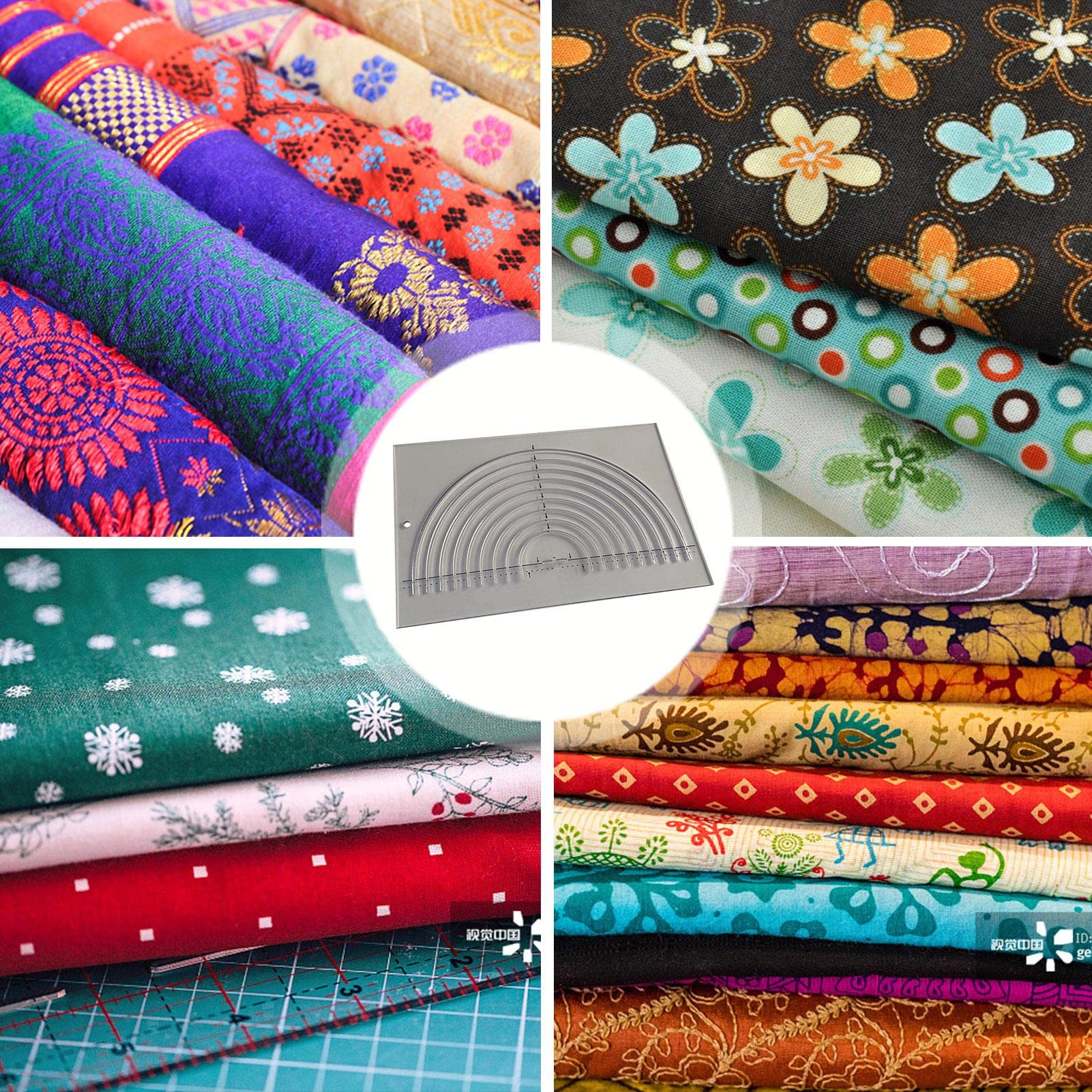 Righello Per Quilting In Acrilico Trasparente 8 Pollici - Per Taglio Tessuti, Patchwork, Misure Precise