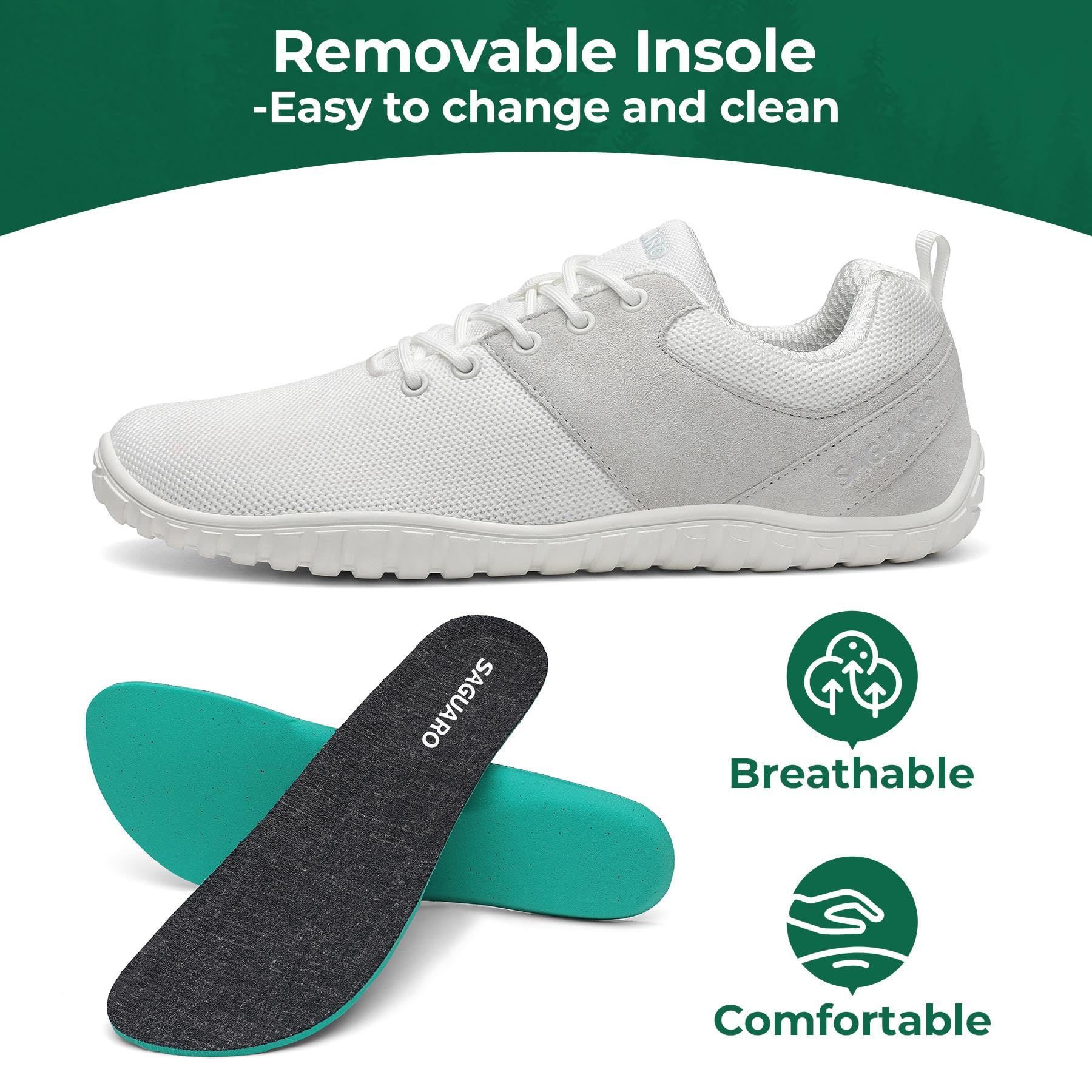 SAGUARO Scarpe Barefoot Minimaliste Uomo Donna Leggere Scarpe a Piedi Nudi con Zero Drop Soles e Wide Tox Box Gr.36-48