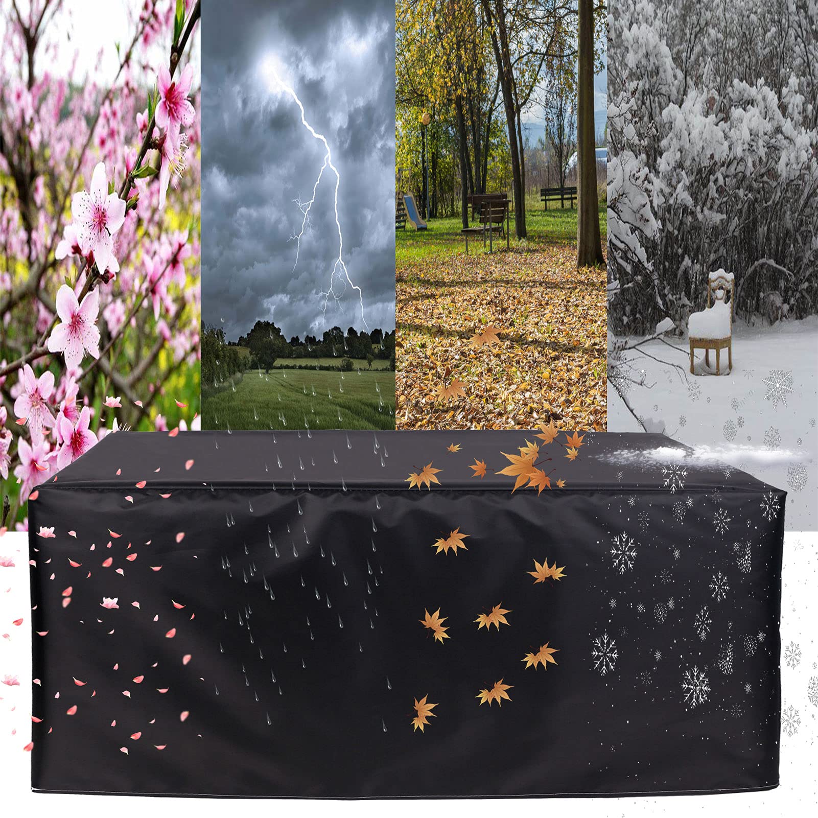 315x160x74cm Housse Salon de Jardin, Housse de Protection Salon de Jardin Rectangulaire, Housse de Meuble de Jardin Impermeable 210D Tissu Oxford Anti-poussière Imperméable Anti-UV