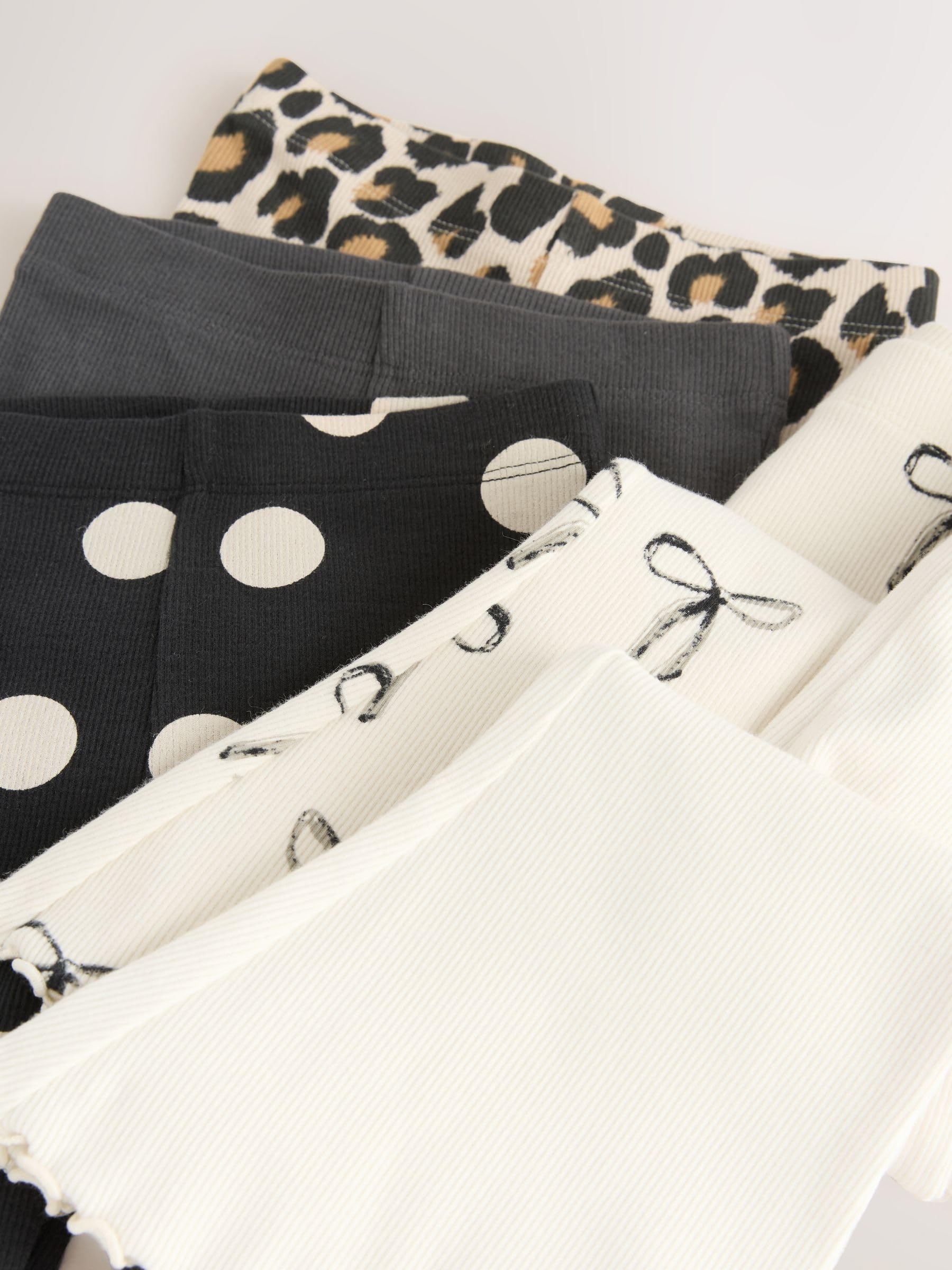 NEXT Mädchen Gerippte Leggings mit Schlag, 5er-Pack