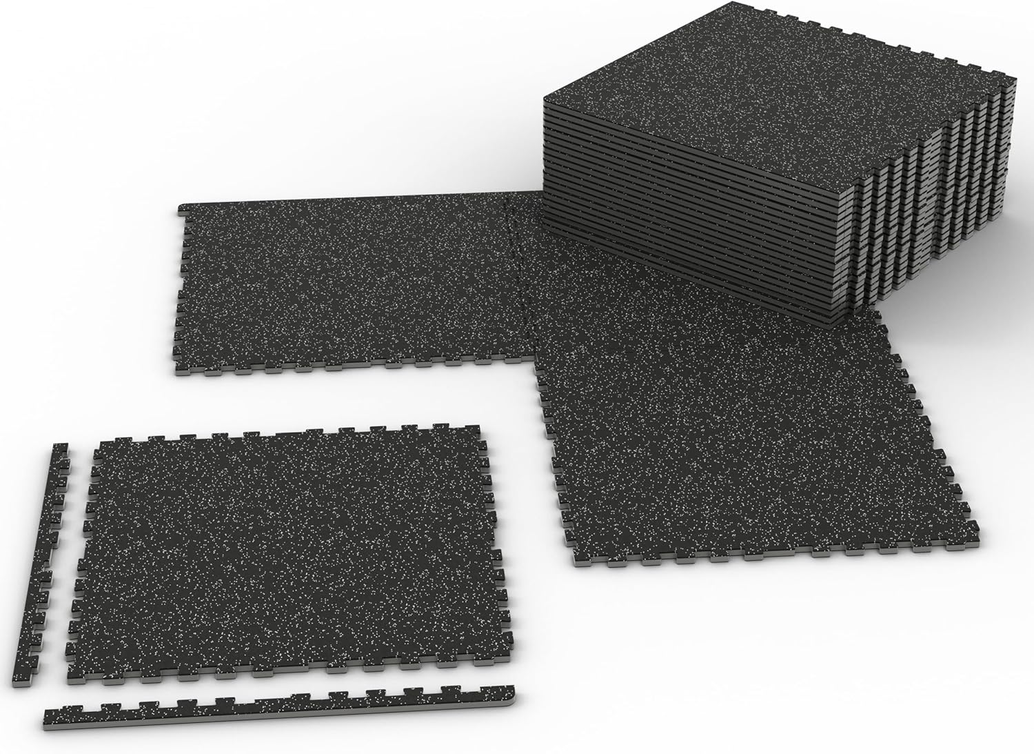 Mikolo 0.56'' Thick 12 Pcs 48 Sq Ft Gym Flooring Mats, High-Density EVA Foam with Rubber Top, Interlocking Exercise Equipment Mats for Home Gym, Protective Workout Mat