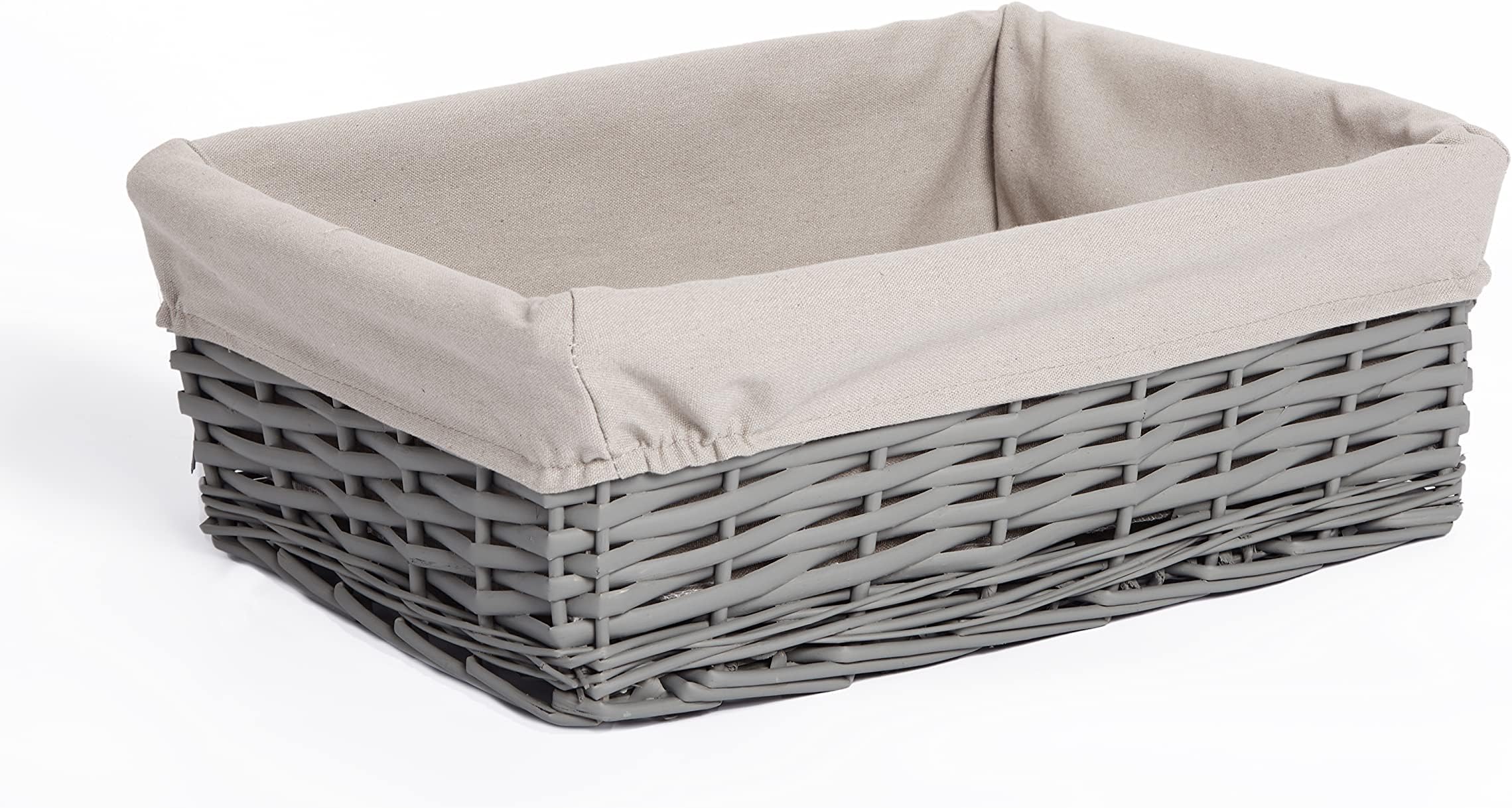 Grey Painted Three Sizes Available Wicker Storage Basket Shelf Organization Gift Hamper
