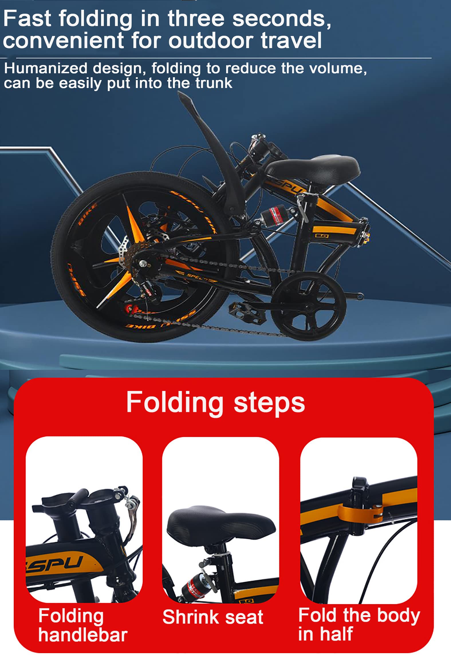 新品❣️自転車 折りたたみ自転車 20インチ 軽量 防滑タイヤ 高炭素鋼フレーム Amazon | JIEBEIER 自転車 折りたたみ自転車 20インチ 軽量 小径