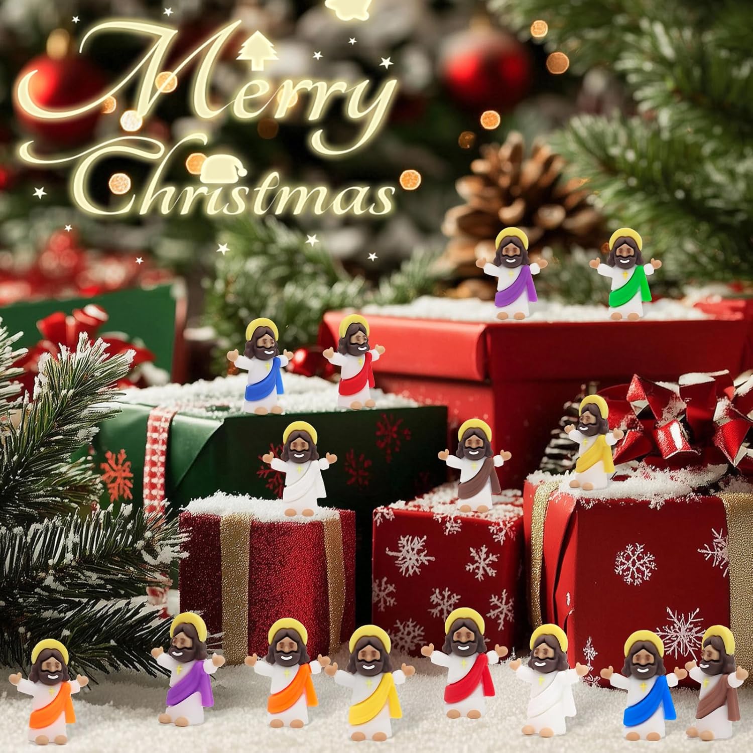 50 Pcs Brown Jesus Little Mini Jesus Figurines in Bulk Original Design to Hide and Seek Religious Party Favors Baptism Gift for Easter Egg Stuffers Fillers - Image 4