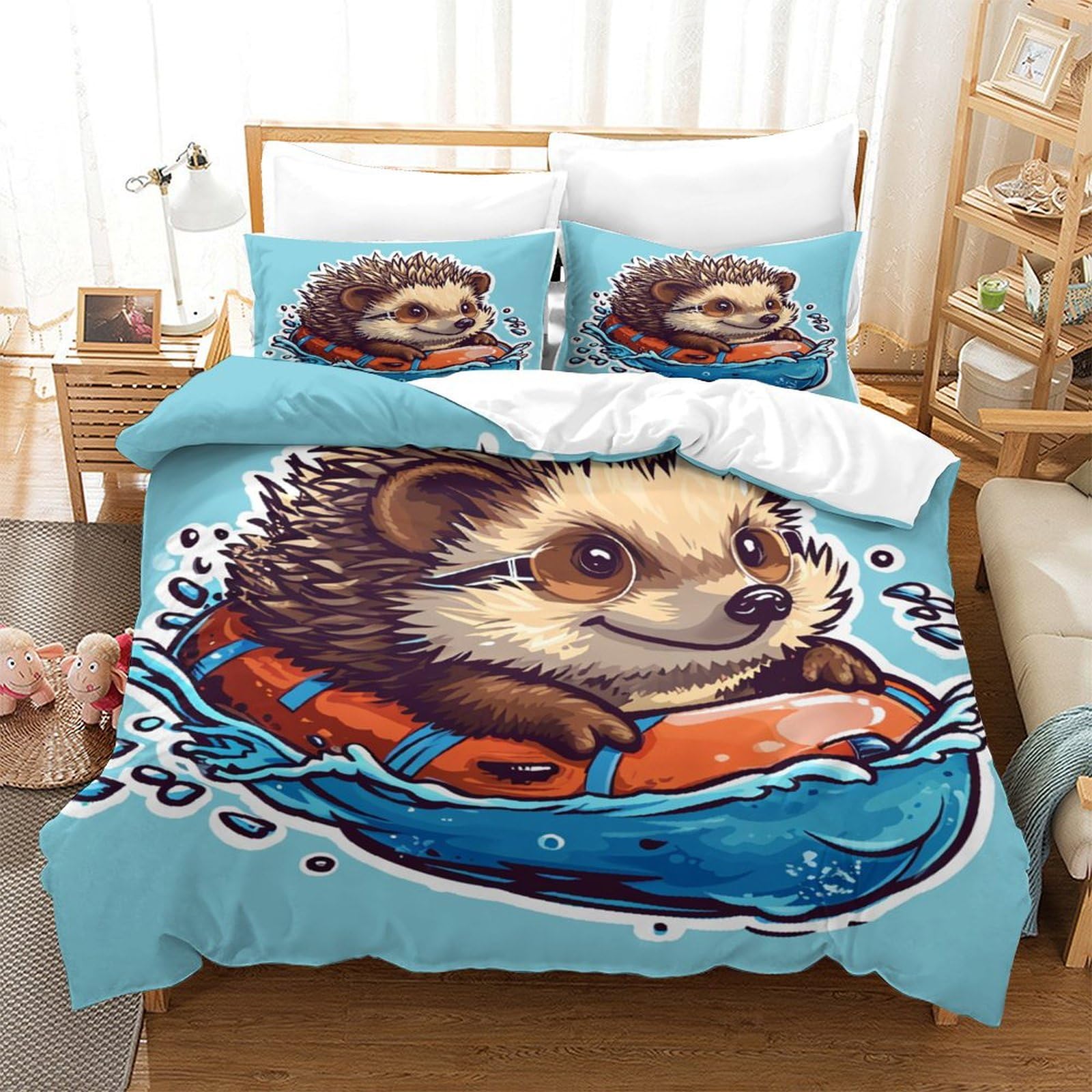 Housse de couette hérisson imprimé animal pour décorer une chambre d'enfant ou d'ado