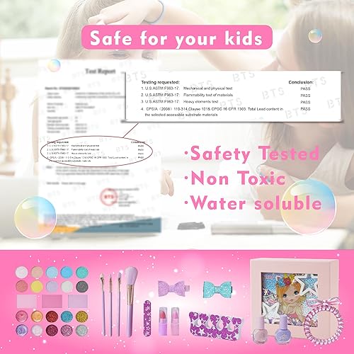 Miniatura 7 de EVTHSU Juego de maquillaje para niñas de 5, 6, 7, 8, 9, 10, 11, 12 años (rosa)