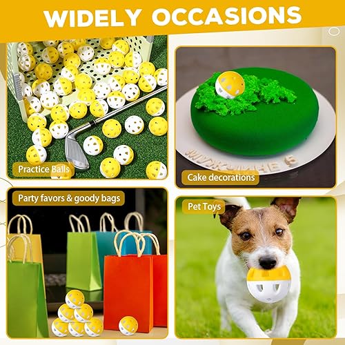 Miniatura 6 de Junkin Paquete de 50 pelotas de golf de práctica de vuelo limitado, bolas de golf de impacto de plástico de 1.65 pulgadas, huecas, suaves,