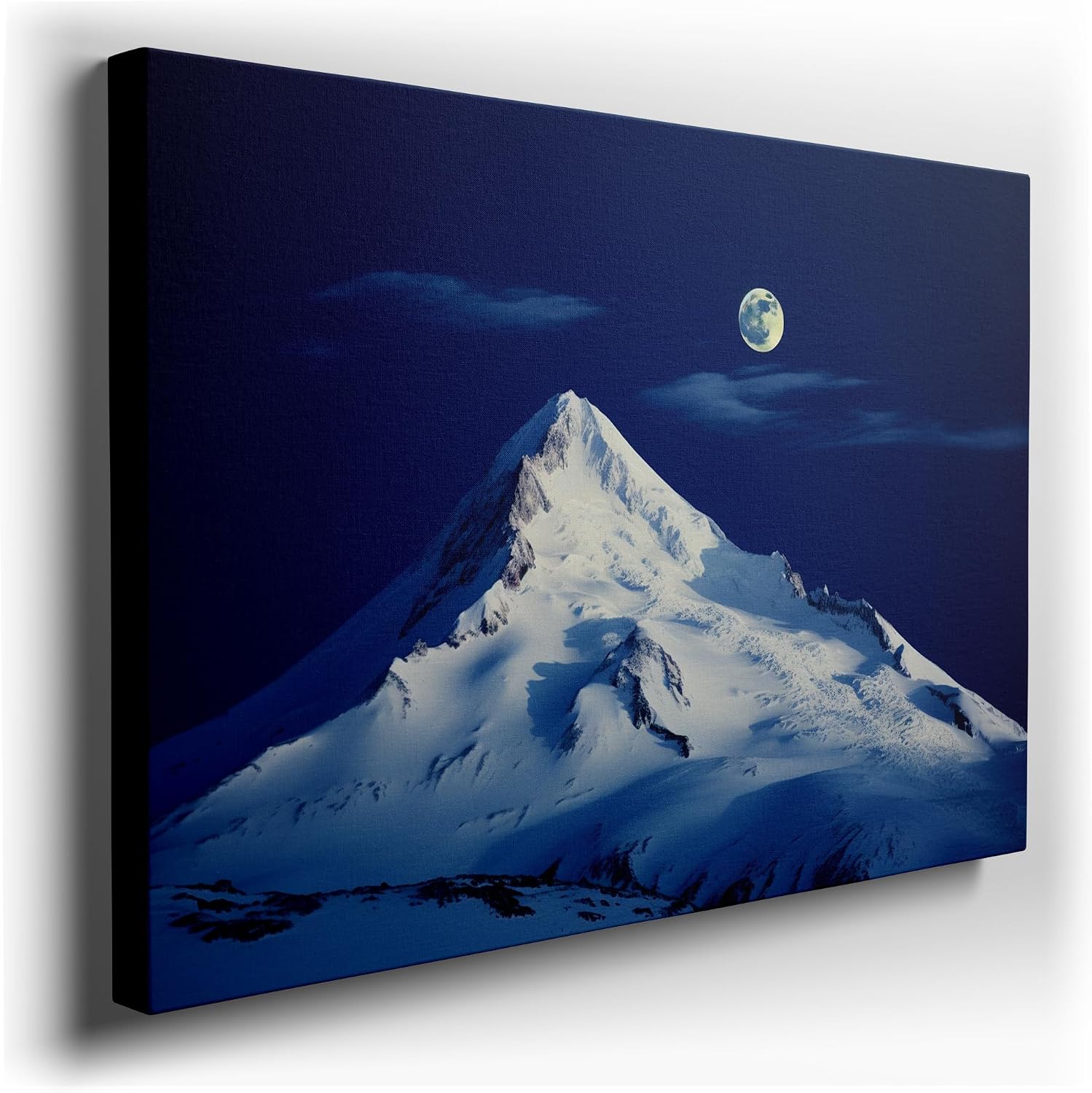 Canvas for Living Room. Moonlit Majesty: Winter's Serene Landscape Revealed, 27 x 18 inch Canvas Wall Art - Contemporary Masterpieces - Modern Home Decor
