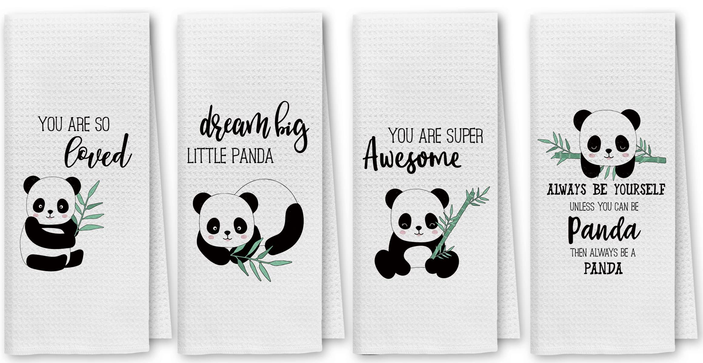 Dibor You are So Loved Inspirational Kitchen Towels Dish Towel Dishcloth Set of 4,Cute Panda Decorative Absorbent Drying Cloth Hand Tea Towels for Bathroom Kitchen,Panda Lovers Girls Kids Gift