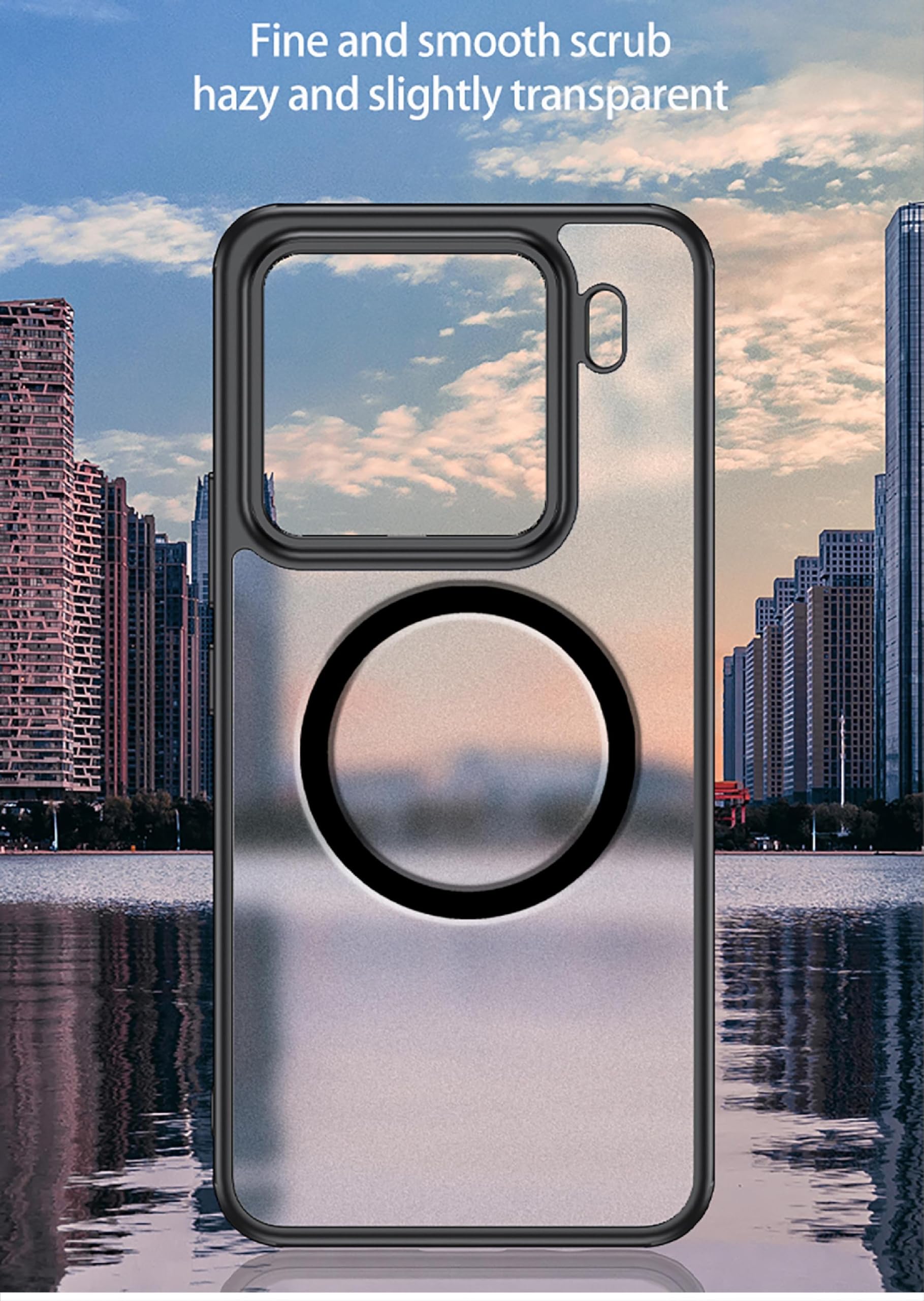 Tawarror Cover Magnetica per Xiaomi 15 Ultra, Compatibile con MagSafe, Traslucida Opaca Custodia per Xiaomi 15 Ultra PC Posteriore Anti-Graffio TPU Antiurto Sottile Protettiva Case, Nero