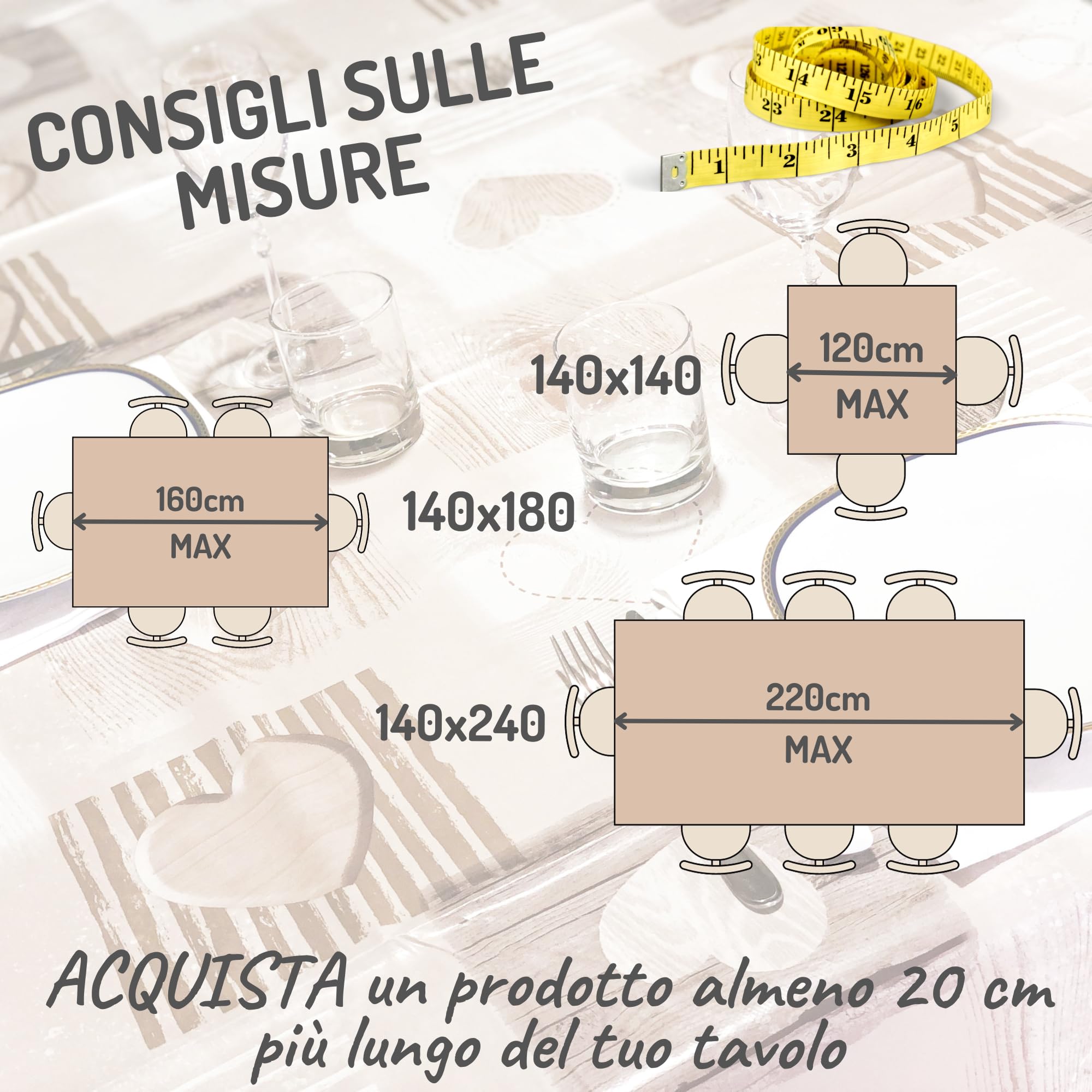Tovaglia Plastificata Rettangolare 140 x 180 Impermeabile Antimacchia Facile da Pulire, Elegante Copritavolo In Plastica 6 Posti Soggiorno e Cucina, Tovaglia in Tela Cerata PVC Con Bordino
