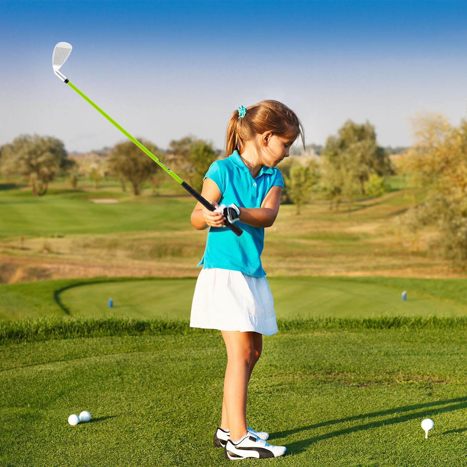 LIFEZEAL Golf Club per Bambini Ferro #7, Golf Club Singola per Ragazzi e Ragazze, con Grande Dolce Spot, Manico in Fibra di Vetro per Destro, Copriclub per 8-10 Anni