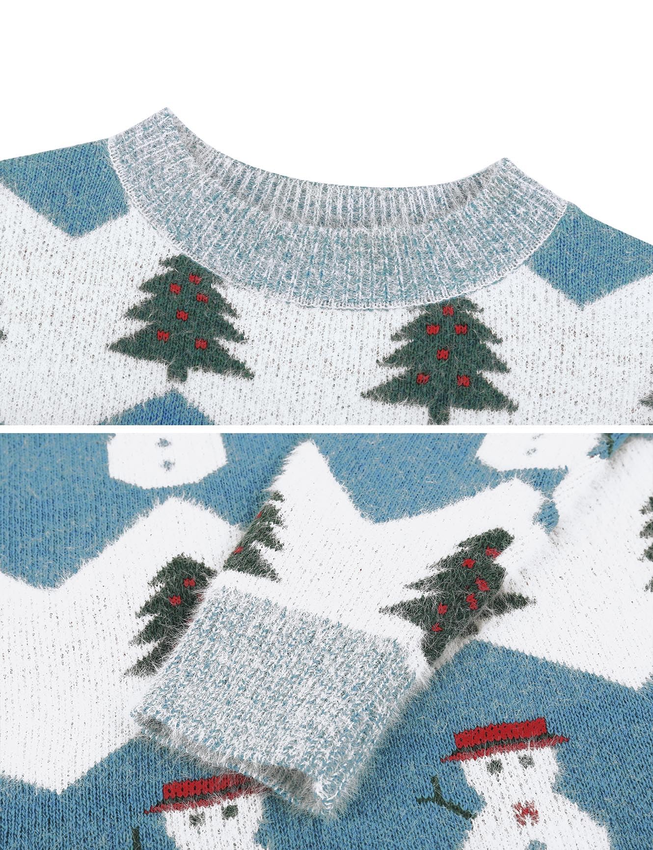 Marvmys Jersey Navideño para Mujer Manga Larga Suéter de Navidad Invierno Ropa de Punto de Reno Monigote de Nieve Cuello Redondo