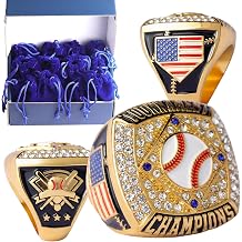 12 pcs Pack Gold Champions Silver Finalist Baseball Championship Trophy Ring Baseball Awards for Teams,Baseball Players Awards Size 9