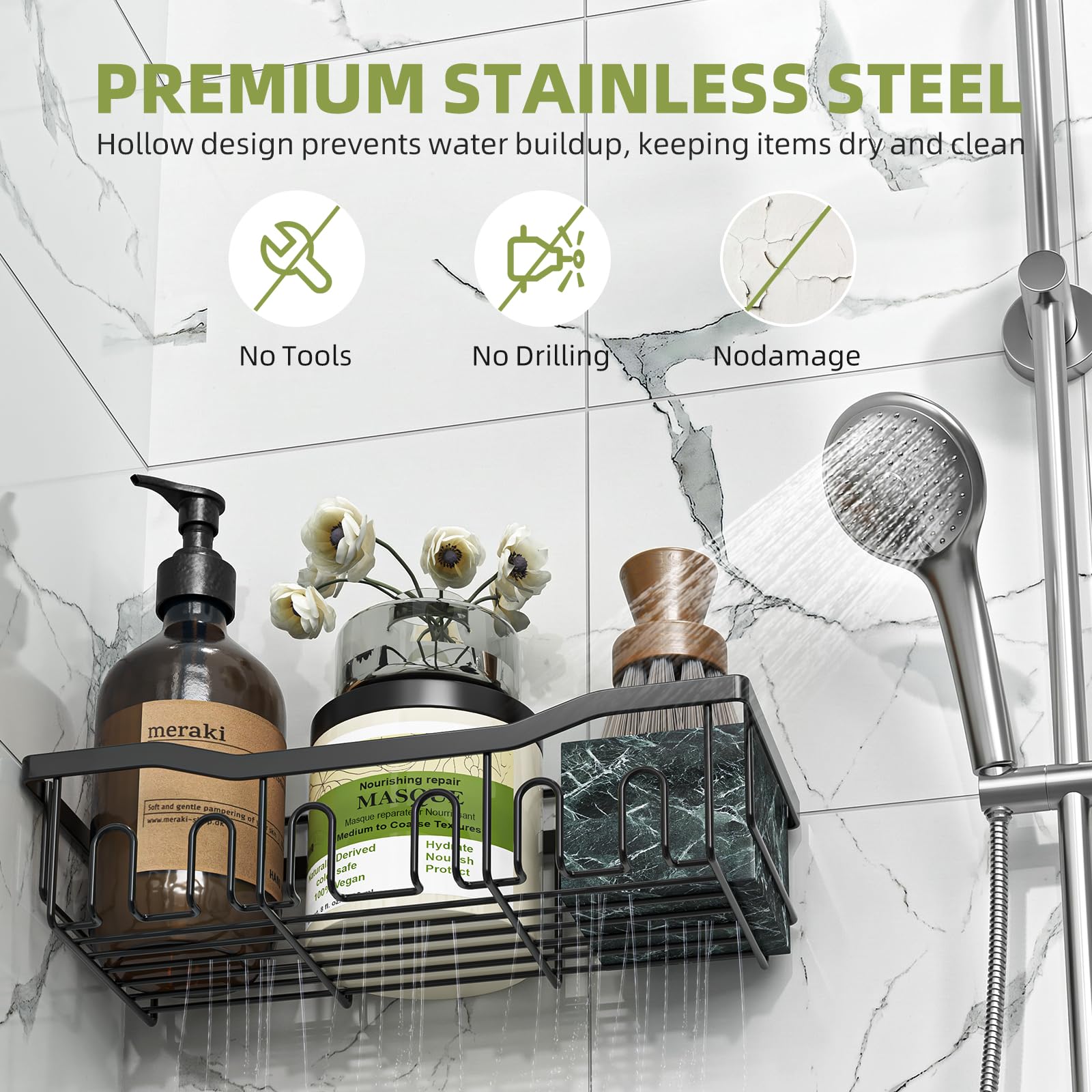 Stainless Steel Shower Caddy - 5 Pack -3