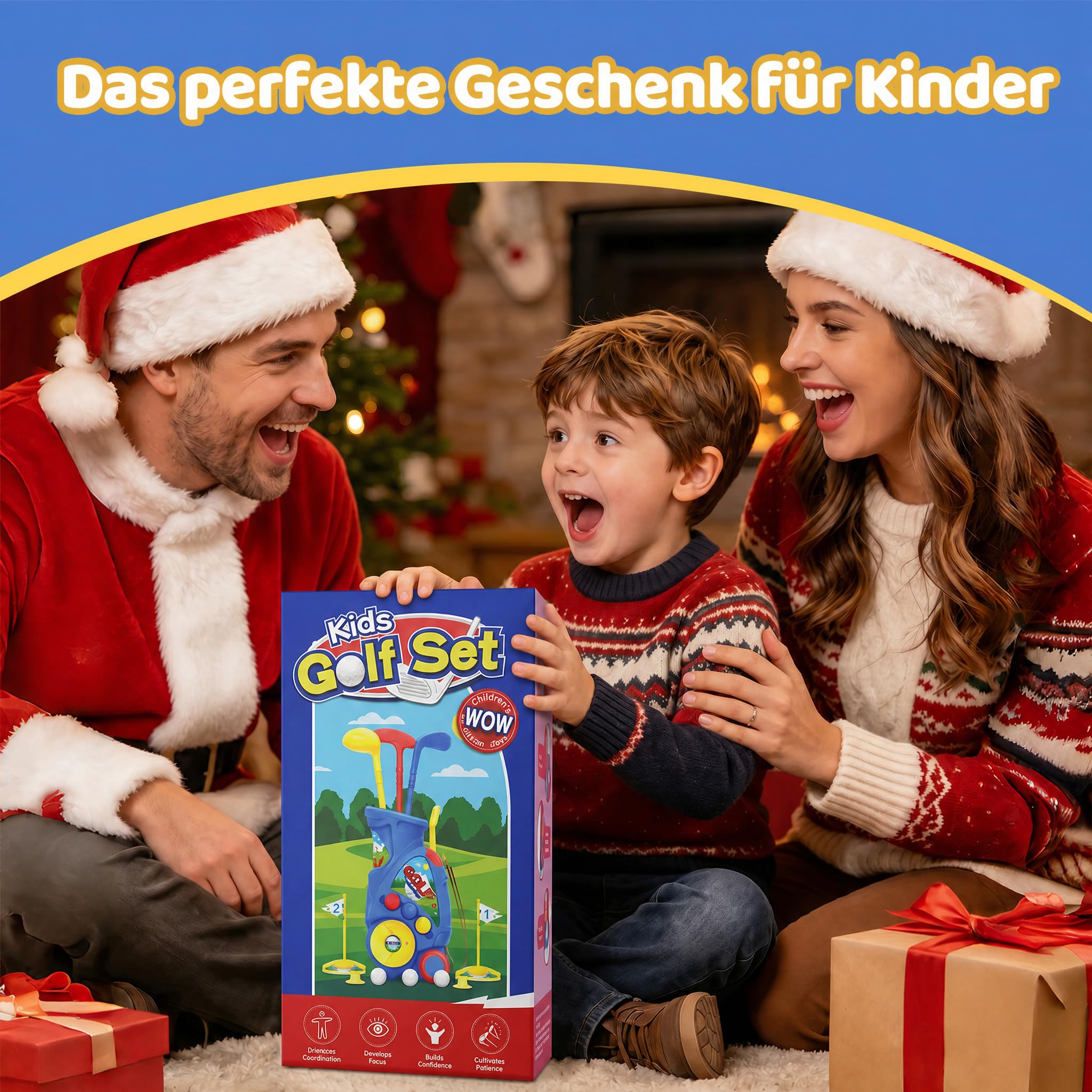 Naxudcoo Golf Set für Kinder 3 4 5 Jahre, Minigolf Spielzeug mit 6 Bälle, 3 Golfschläger, Indoor & Outdoor Spielzeug ab 3 Jahre Junge, Golfspielzeug Geschenk für Jungen Mädchen